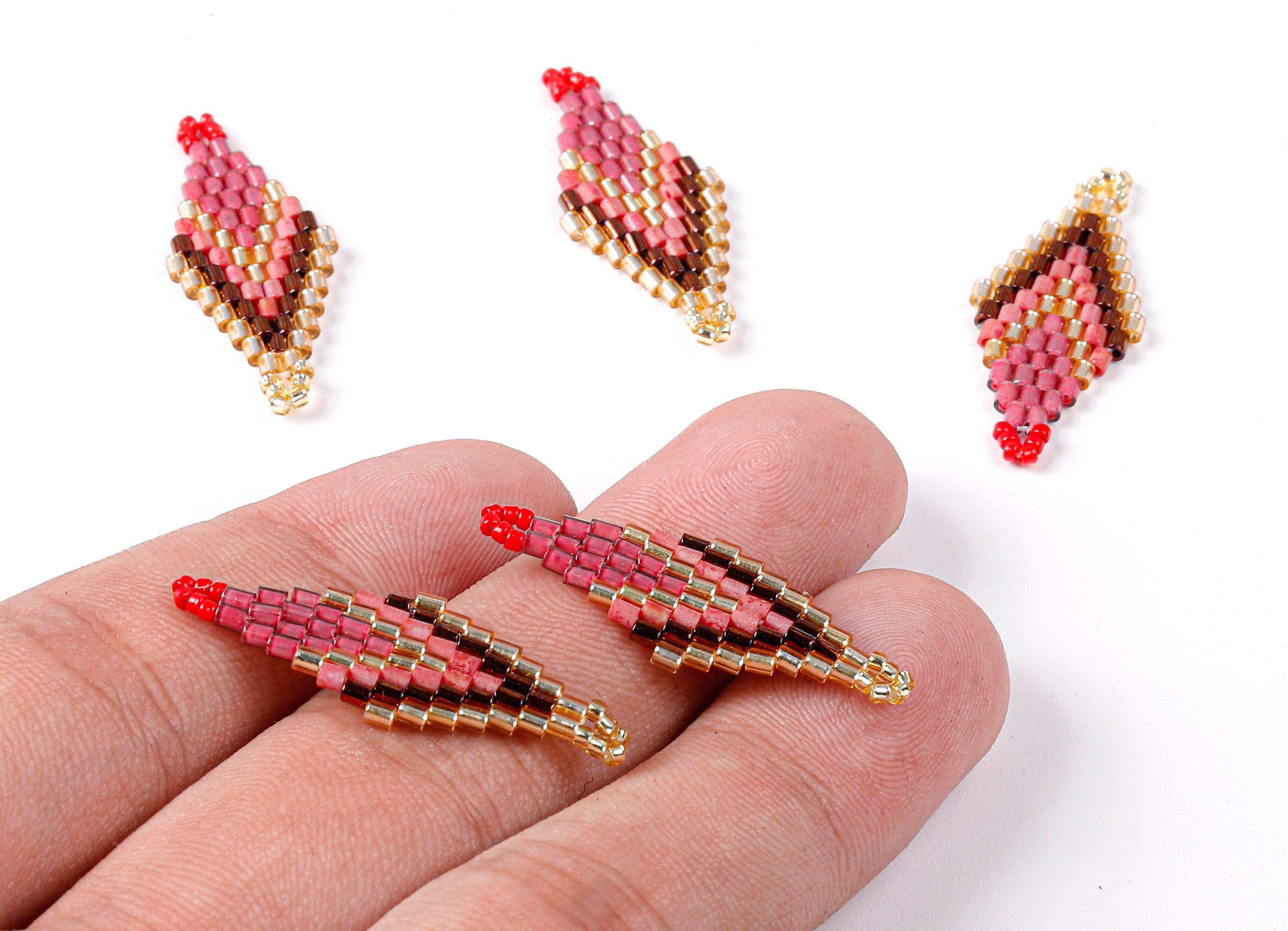Toho Beaded Rhombus Charms - Japanese seed beads - Handmade Seed Beaded Earring Charms - Maasai Earring Charms - 32.51x13.11x1.66mm - TH1004 - DOMEDBAZAAR