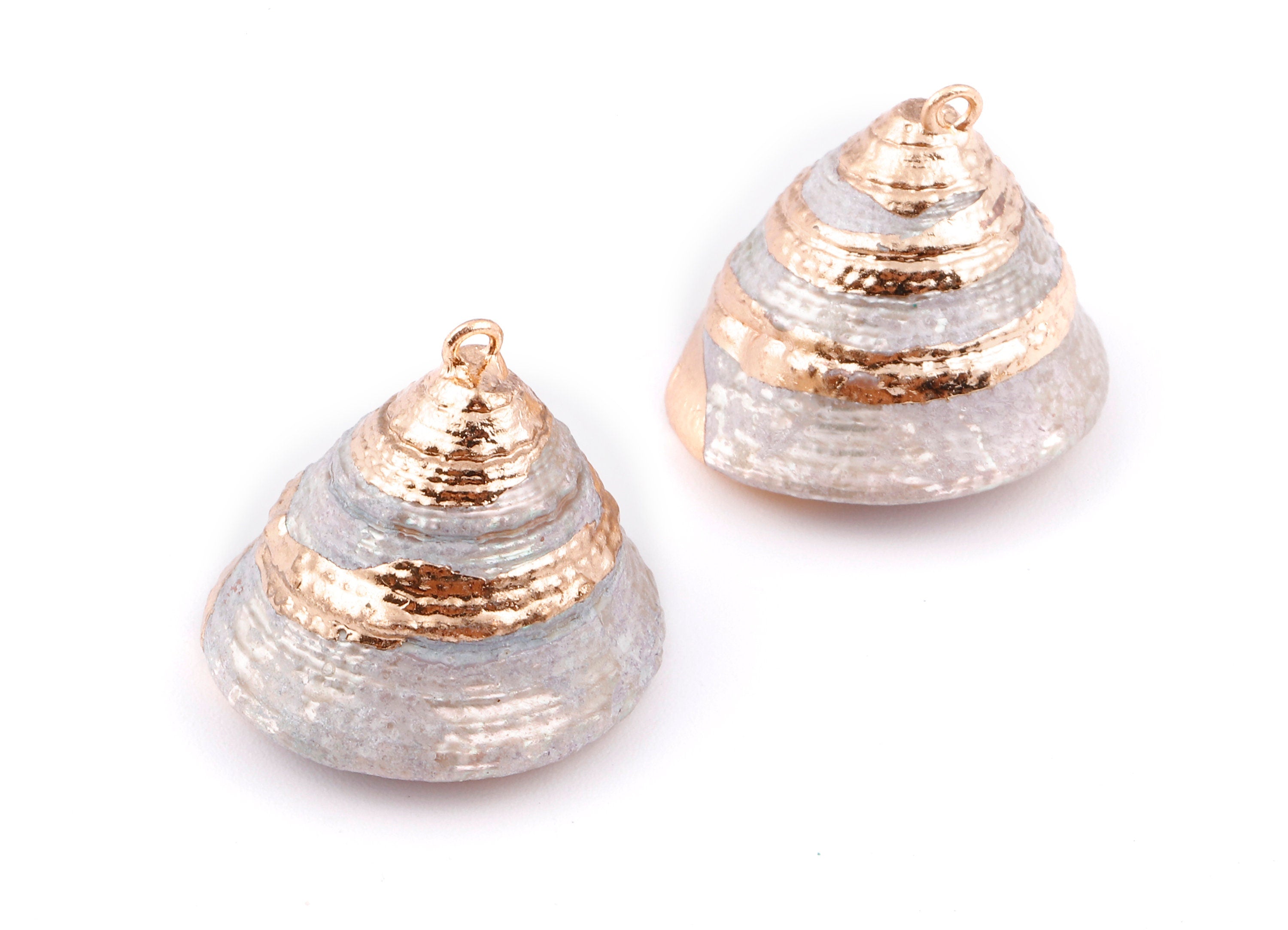 Cone Seashell Charms - Whelk Seashell Pendant - Natural Seashell Earrings - 1 Hole - 25.43x23.33mm - SF1128G - DOMEDBAZAAR