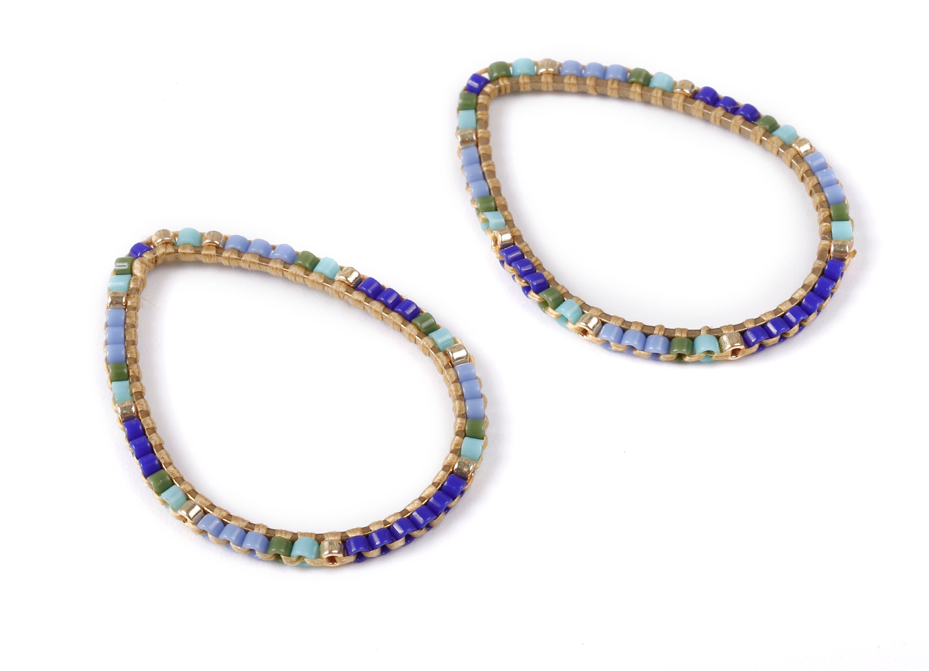 Beaded Drop Charms - Japanese Miyuki seed beads - Handmade Miyuki Beaded Pendant - Kenyan Brass Earrings - 34.6x24.49x1.28mm - TH1005 - DOMEDBAZAAR