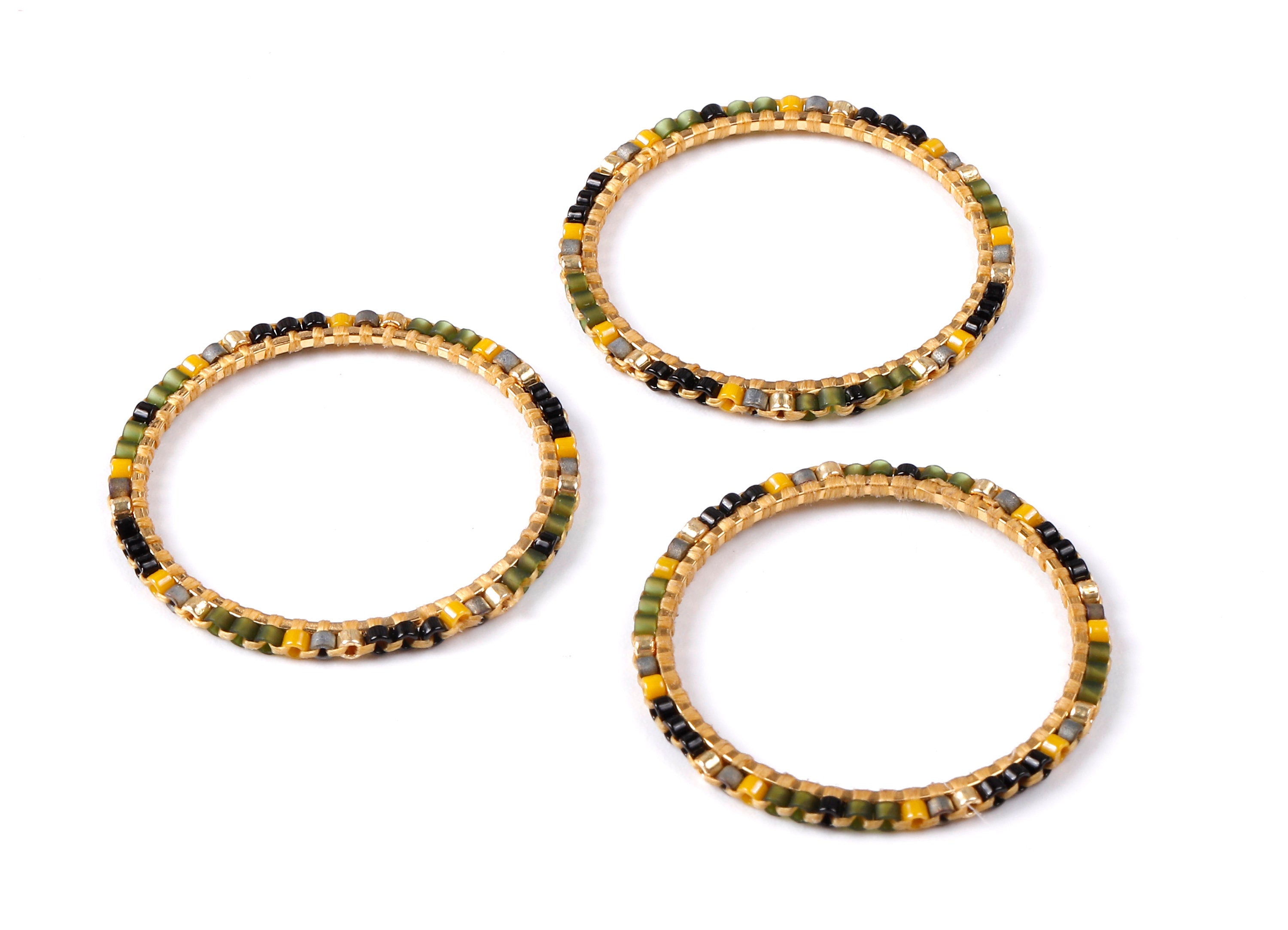 Beaded Circle Charms - Japanese Miyuki seed beads - Handmade Miyuki Beaded Pendant - Kenyan Brass Earrings - 30.78x30.78x1.46mm - TH1007 - DOMEDBAZAAR