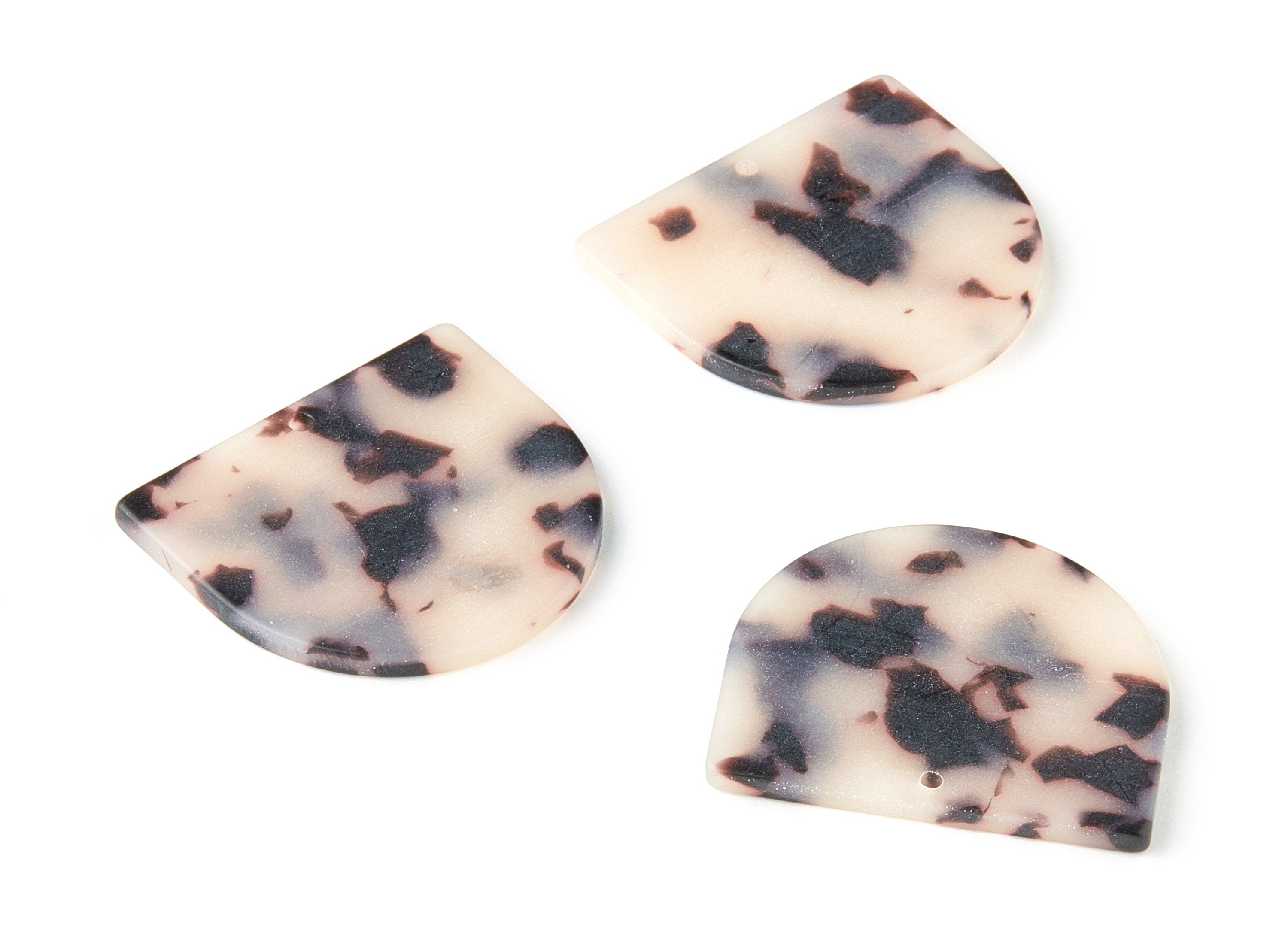 Acetate D Charms - Matte Blonde Tortoise Shell Earrings - D Earrings and Pendant - 1 Hole - Color Code: A364 - 34x29.21x2.5mm - AC1094-A364 - DOMEDBAZAAR