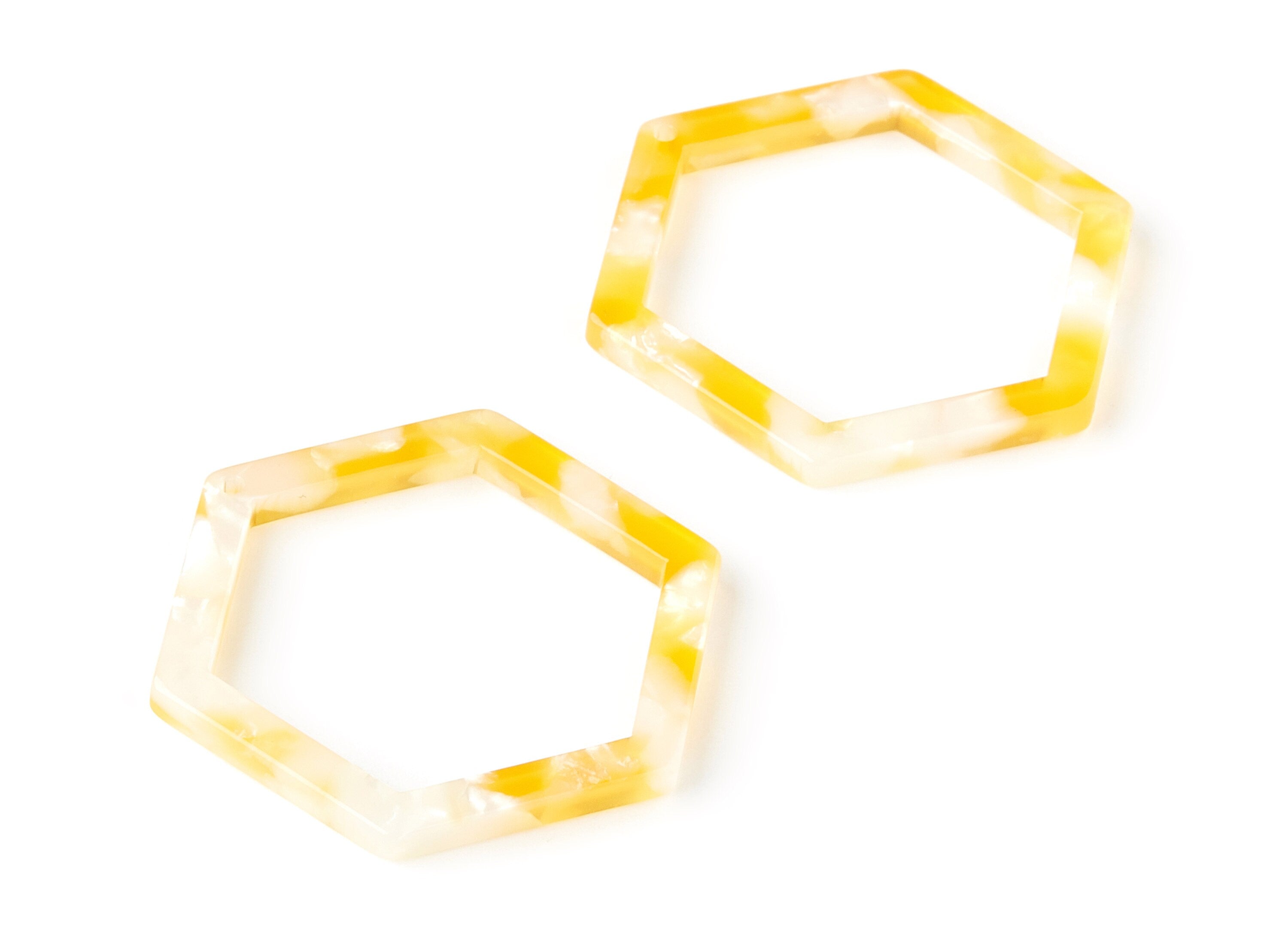 Acetate Hexagon Charms - Hexagon Earrings and Pendant - Earring Findings - 1 Hole - Color Code: A43 - 37.2x32.6x2.95mm - AC1124-A43 - DOMEDBAZAAR