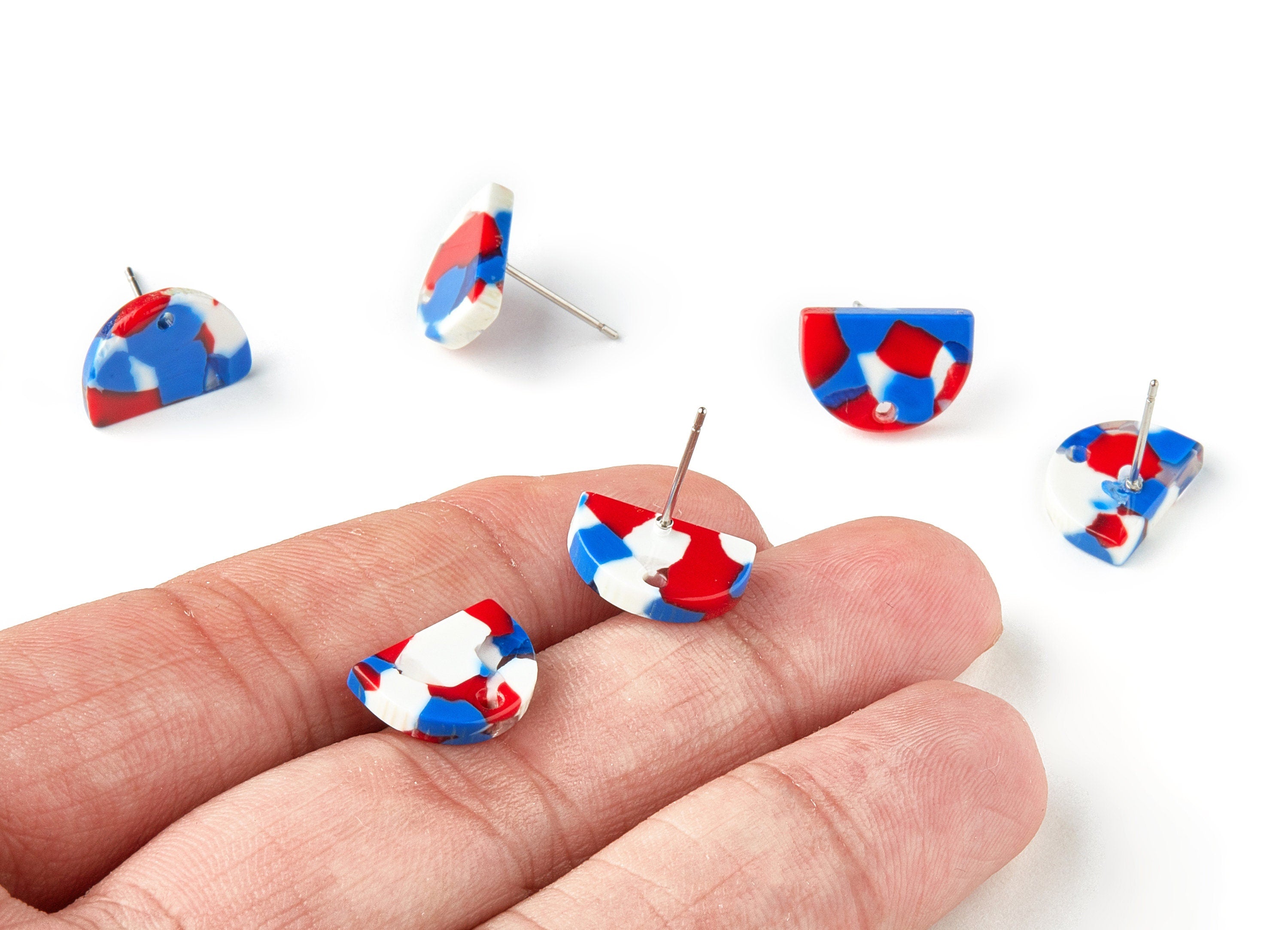 Acetate D Earring Stud - D Earring Post and Stud - Earring Findings - Jewelry Supplies - Color Code: A73 - 13.85x9.75x2.48mm - AC1632-A73 - DOMEDBAZAAR