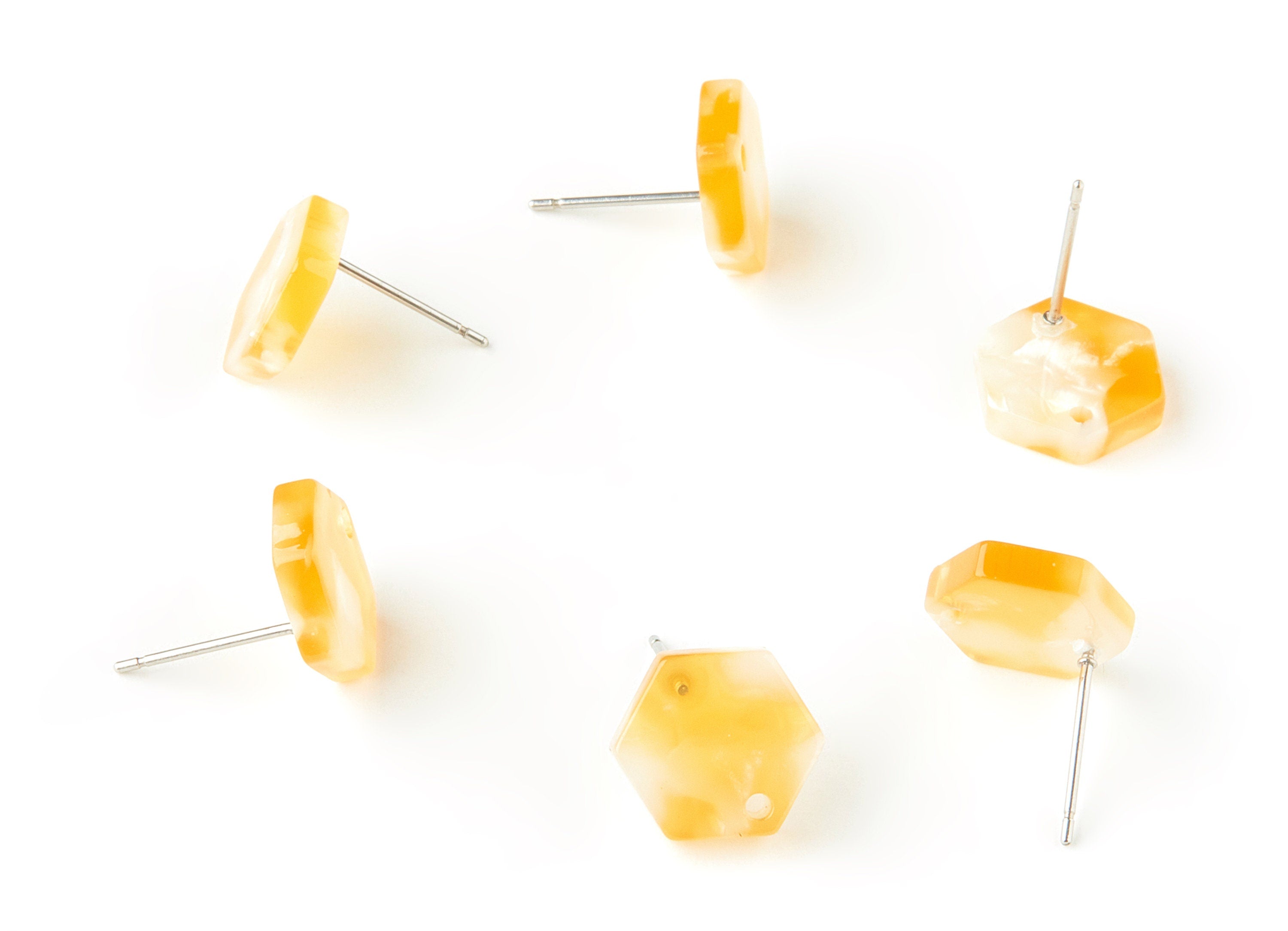 Acetate Hexagon Earring Stud - Hexagon Earring Post and Stud - Earring Findings - Color Code: A43 - 12.5x11x2.9mm - AC1633-A43 - DOMEDBAZAAR