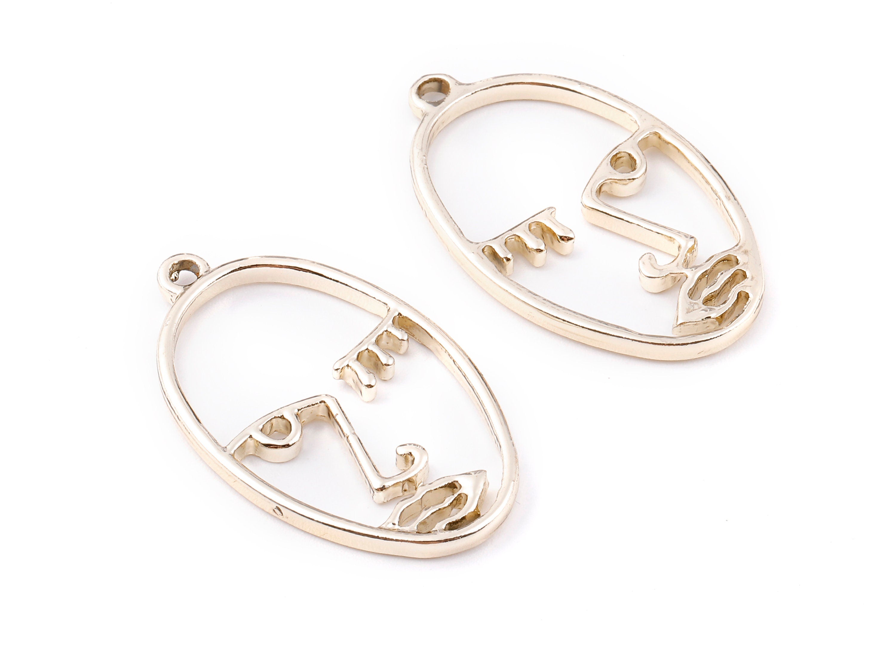 Alloy Face Charms - Zinc Alloy Face Earrings and Pendant - Necklace Pendant - Jewelry Supplies - 40x22.85x2.55mm - ZZ1385 - DOMEDBAZAAR