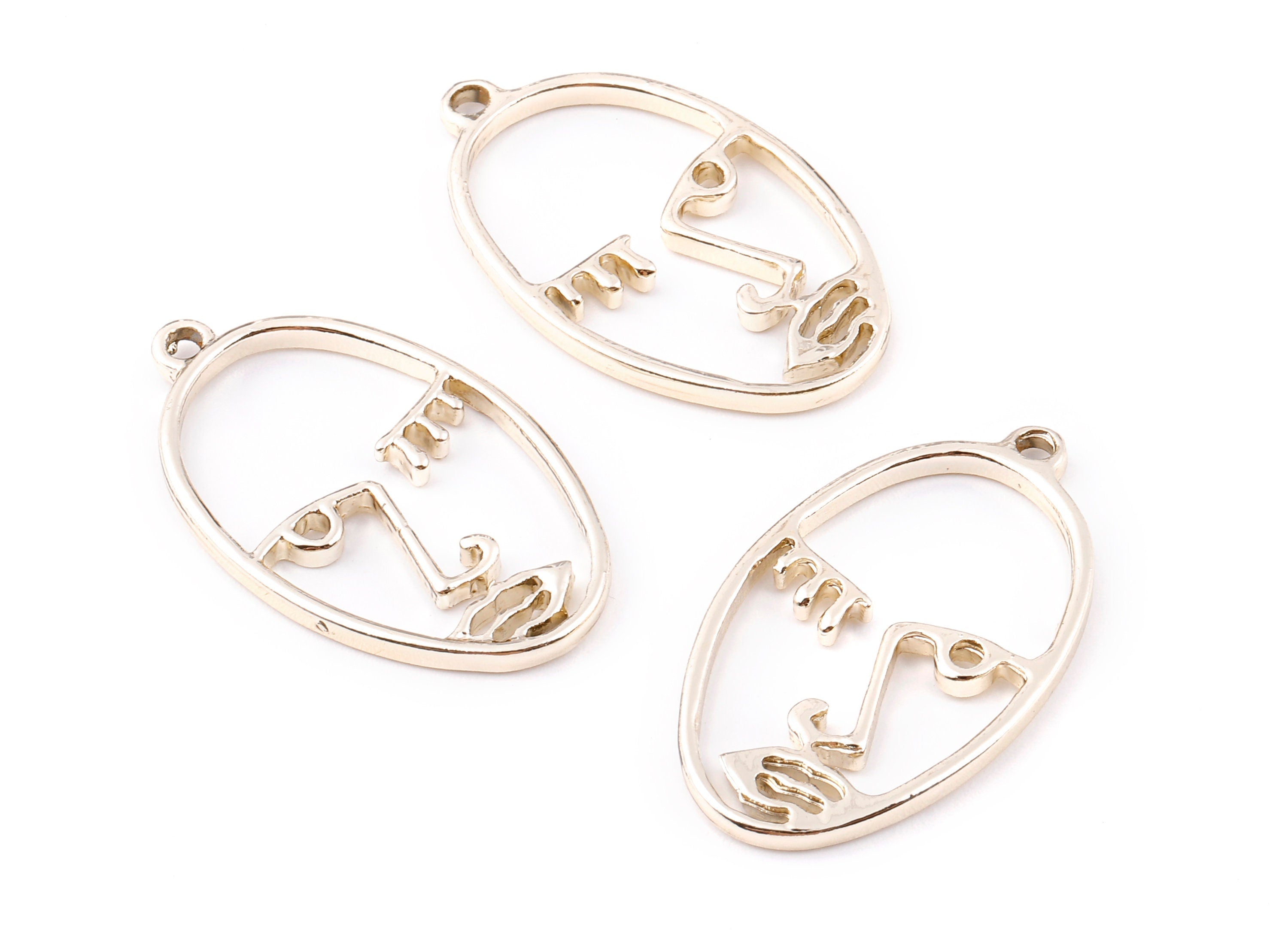 Alloy Face Charms - Zinc Alloy Face Earrings and Pendant - Necklace Pendant - Jewelry Supplies - 40x22.85x2.55mm - ZZ1385 - DOMEDBAZAAR