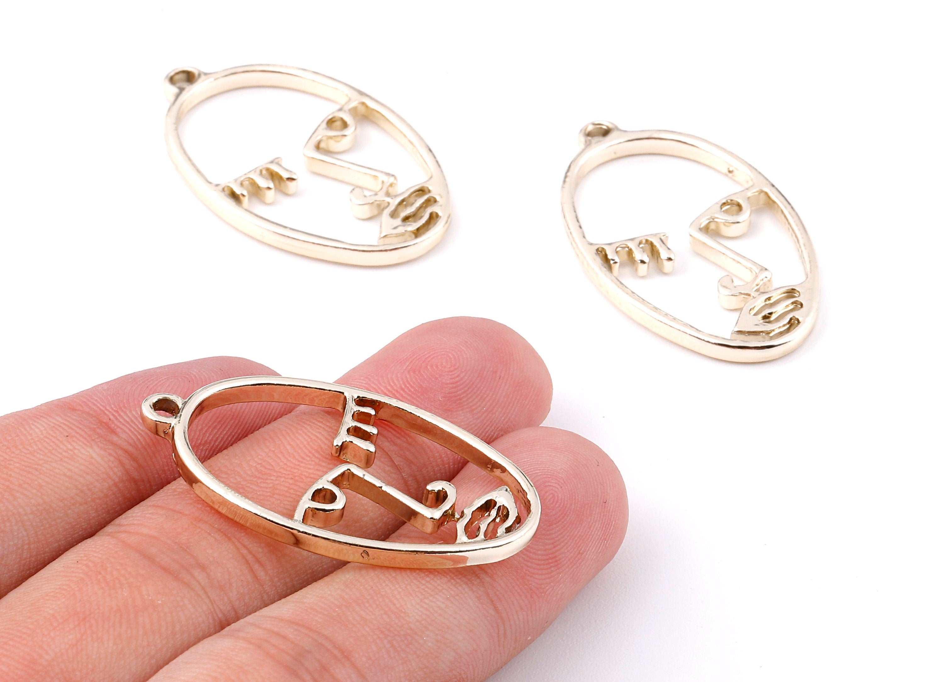 Alloy Face Charms - Zinc Alloy Face Earrings and Pendant - Necklace Pendant - Jewelry Supplies - 40x22.85x2.55mm - ZZ1385 - DOMEDBAZAAR