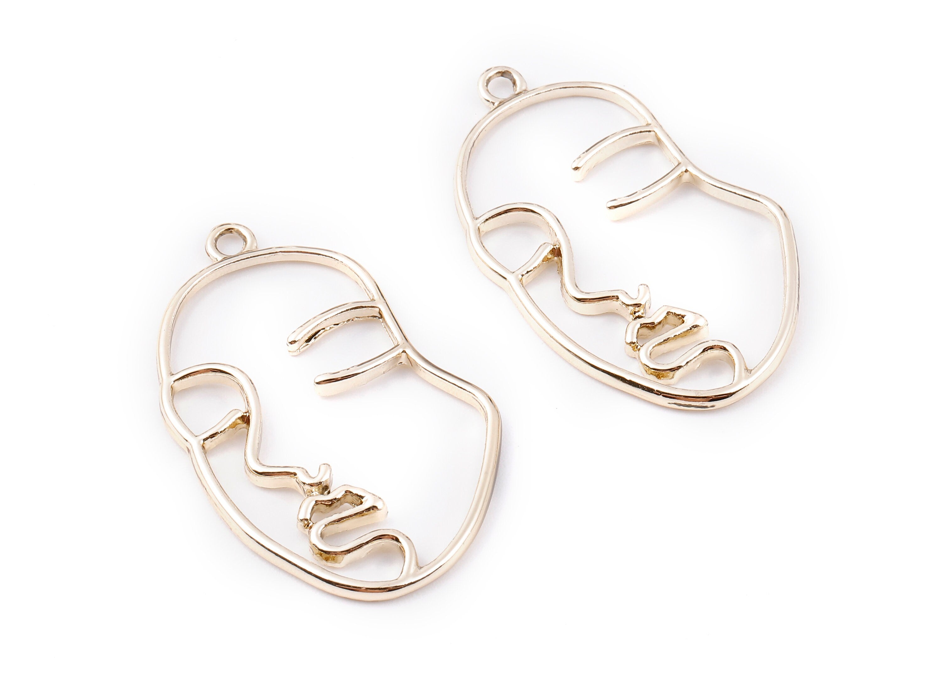 Alloy Face Charms - Zinc Alloy Face Earrings and Pendant - Necklace Pendant - Jewelry Supplies - 40.6x24.4x2.18mm - ZZ1386 - DOMEDBAZAAR