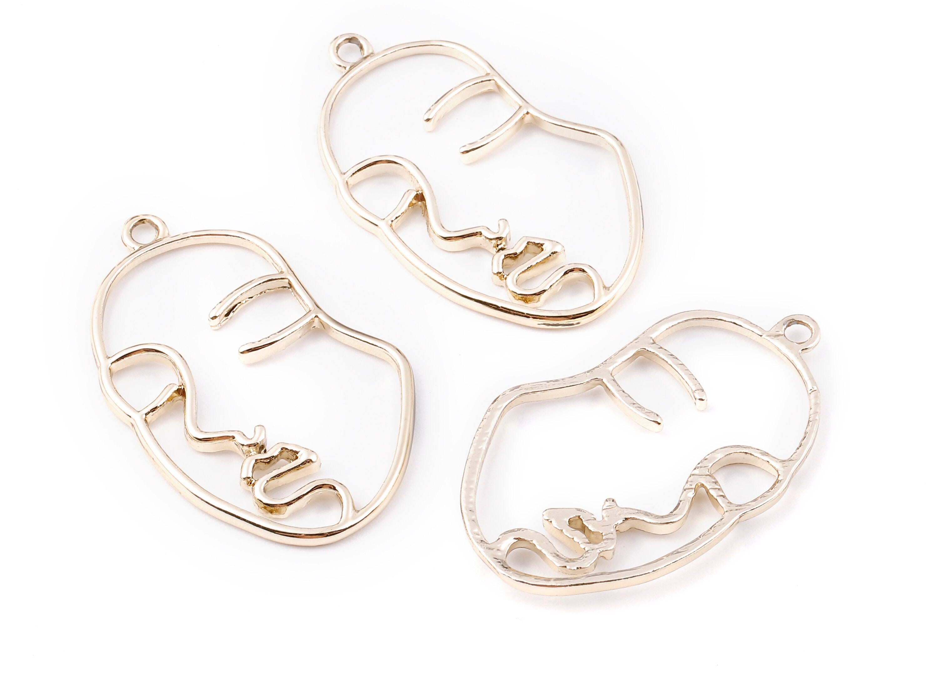 Alloy Face Charms - Zinc Alloy Face Earrings and Pendant - Necklace Pendant - Jewelry Supplies - 40.6x24.4x2.18mm - ZZ1386 - DOMEDBAZAAR