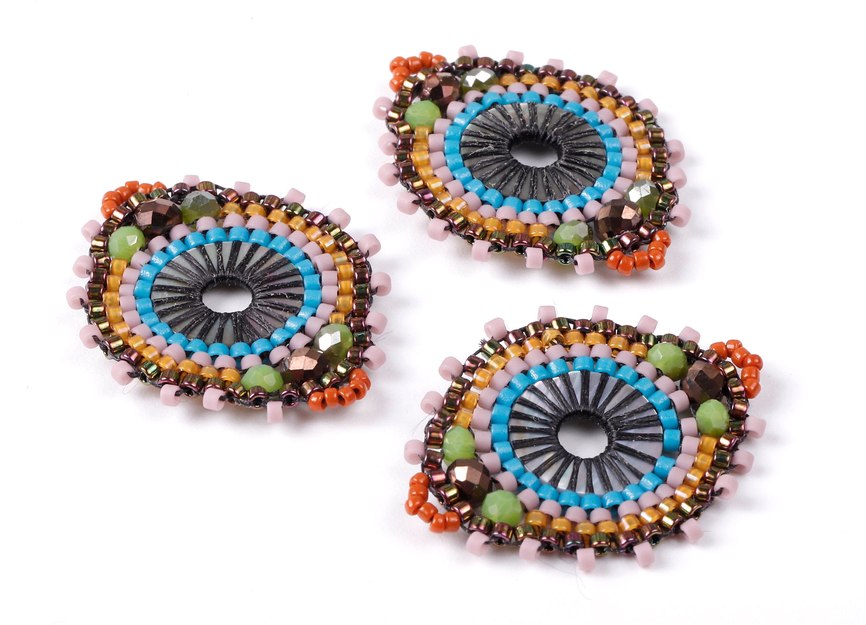 Miyuki Beaded Eye Charms - Japanese seed beads - Handmade Beaded Pendant - Maasai Earrings - Beaded Connector - 31.1x26.16x1.78mm - TH1010 - DOMEDBAZAAR