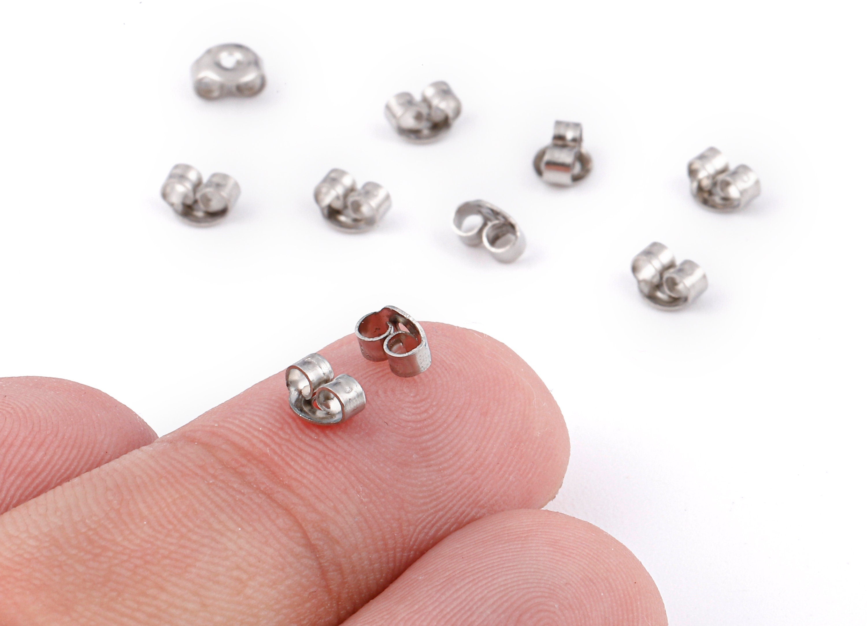 Stainless Steel Earring Stud Back - Stainless Steel Earring Post Nuts & Earring Wire Backs - Jewelry Supplies - 5.03 x4.04mm - SS1011 - DOMEDBAZAAR