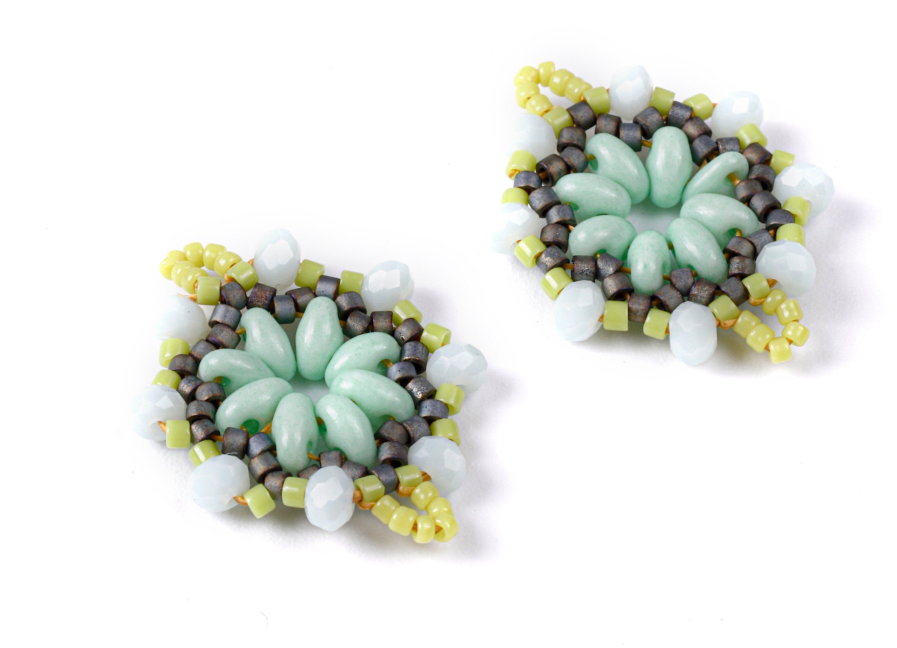 Miyuki Beaded Flower Charms - Japanese seed beads - Handmade Beaded Pendant - Maasai Earrings - 26.18x18.55x3.31mm - TH1013 - DOMEDBAZAAR