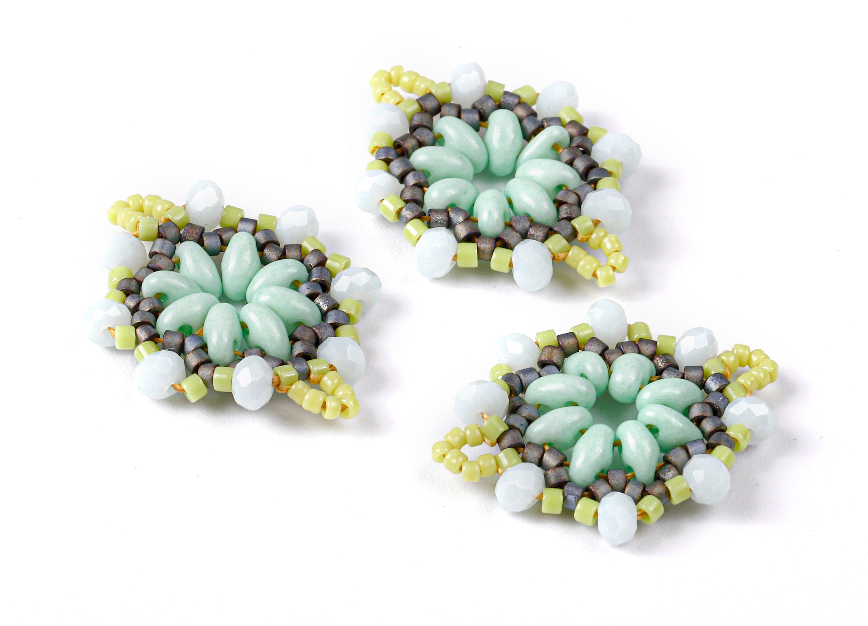 Miyuki Beaded Flower Charms - Japanese seed beads - Handmade Beaded Pendant - Maasai Earrings - 26.18x18.55x3.31mm - TH1013 - DOMEDBAZAAR