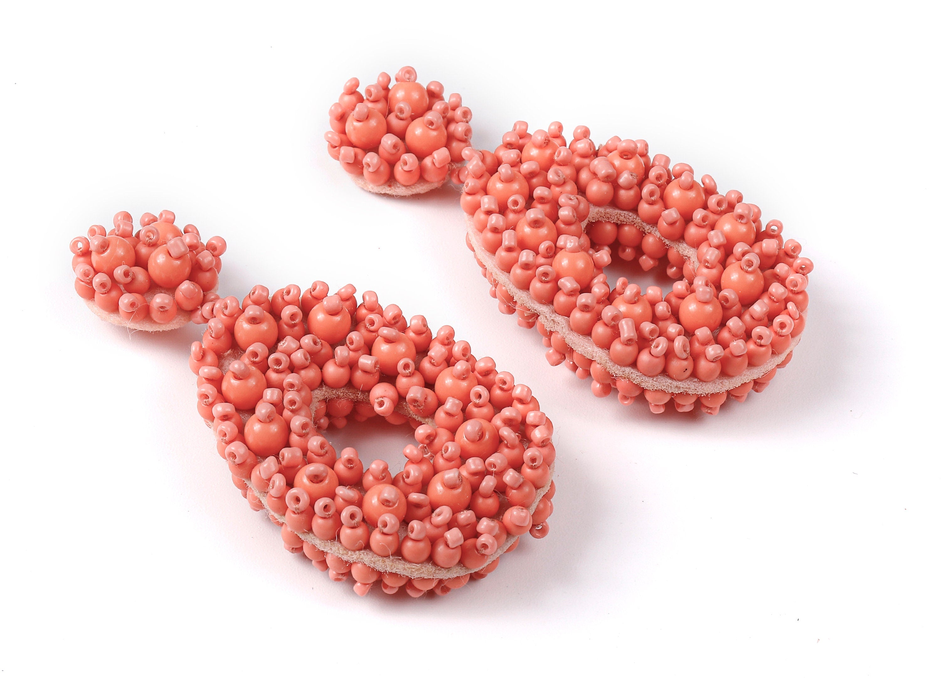 Beaded Drop Earring Charms - Japanese beads - Handmade Beaded Pendant - Double-sided beaded Earrings - 76x36.5x15.5mm - TH1060 - DOMEDBAZAAR