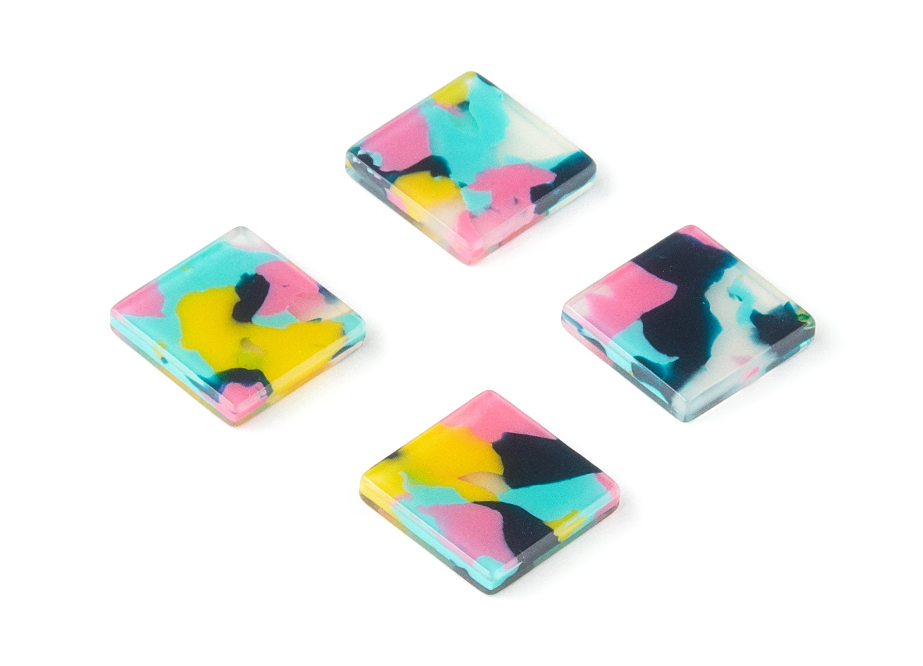 Acetate Square Charms - No Hole - Square Earrings and Pendant - Earring Findings - Color Code: A111 - 16.8x12.12x2.38mm - AC1420-A111 - DOMEDBAZAAR