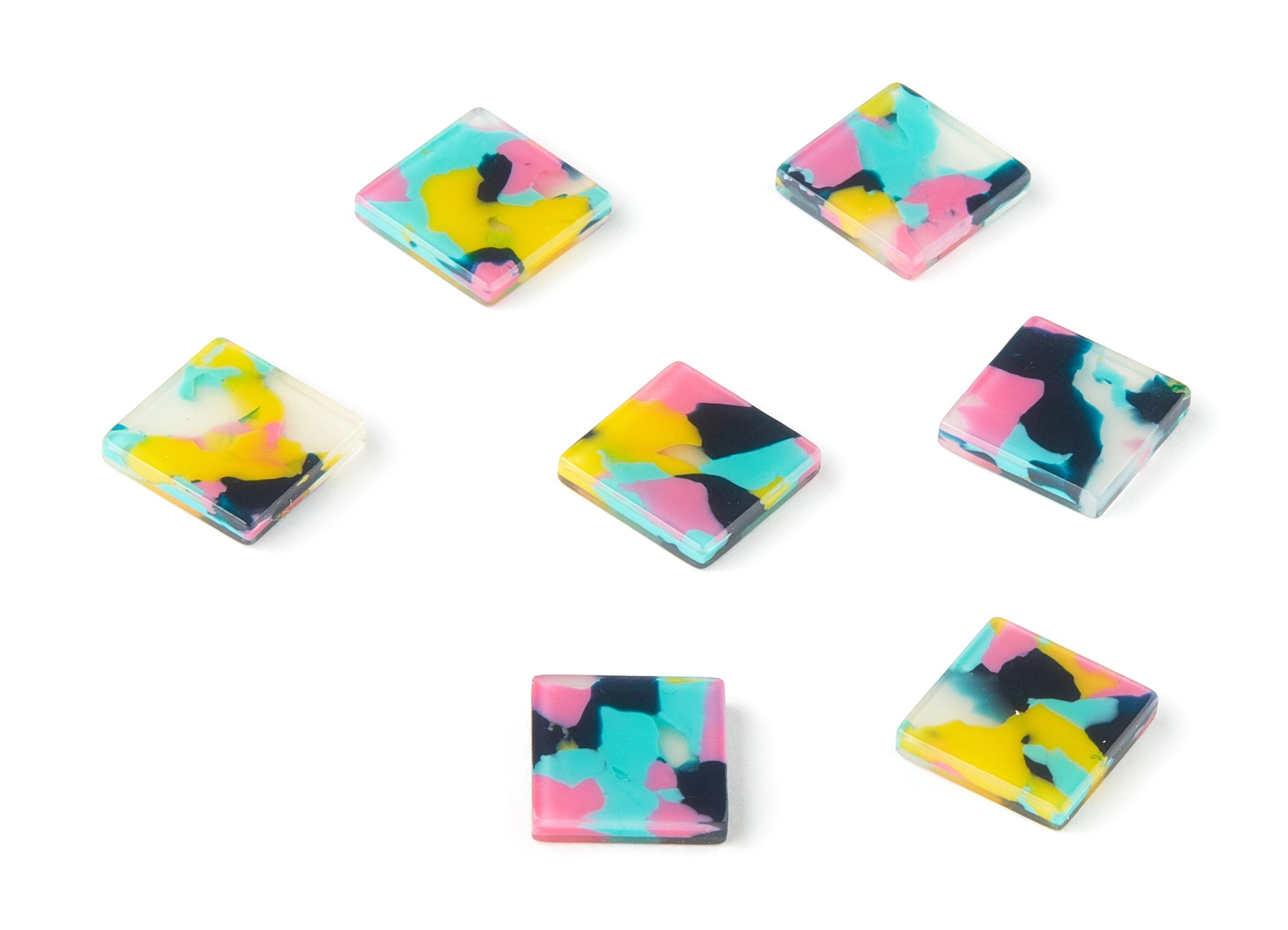 Acetate Square Charms - No Hole - Square Earrings and Pendant - Earring Findings - Color Code: A111 - 16.8x12.12x2.38mm - AC1420-A111 - DOMEDBAZAAR