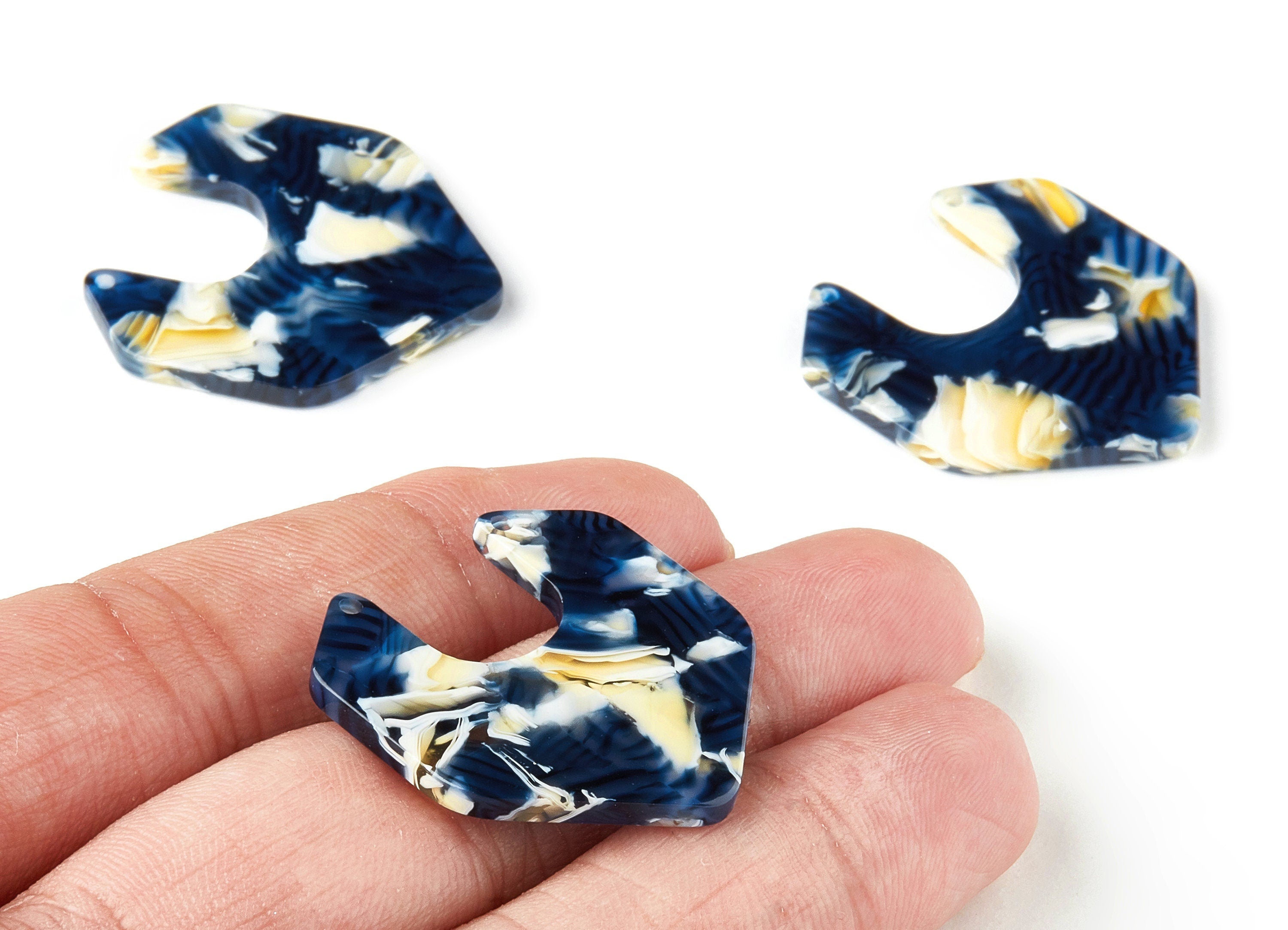 Acetate Geometric Charms - 2 Holes - Geometric Earrings and Pendant - Earring Findings - Color Code: A27 - 30.13x29.62x2.46mm - AC1246-A27 - DOMEDBAZAAR