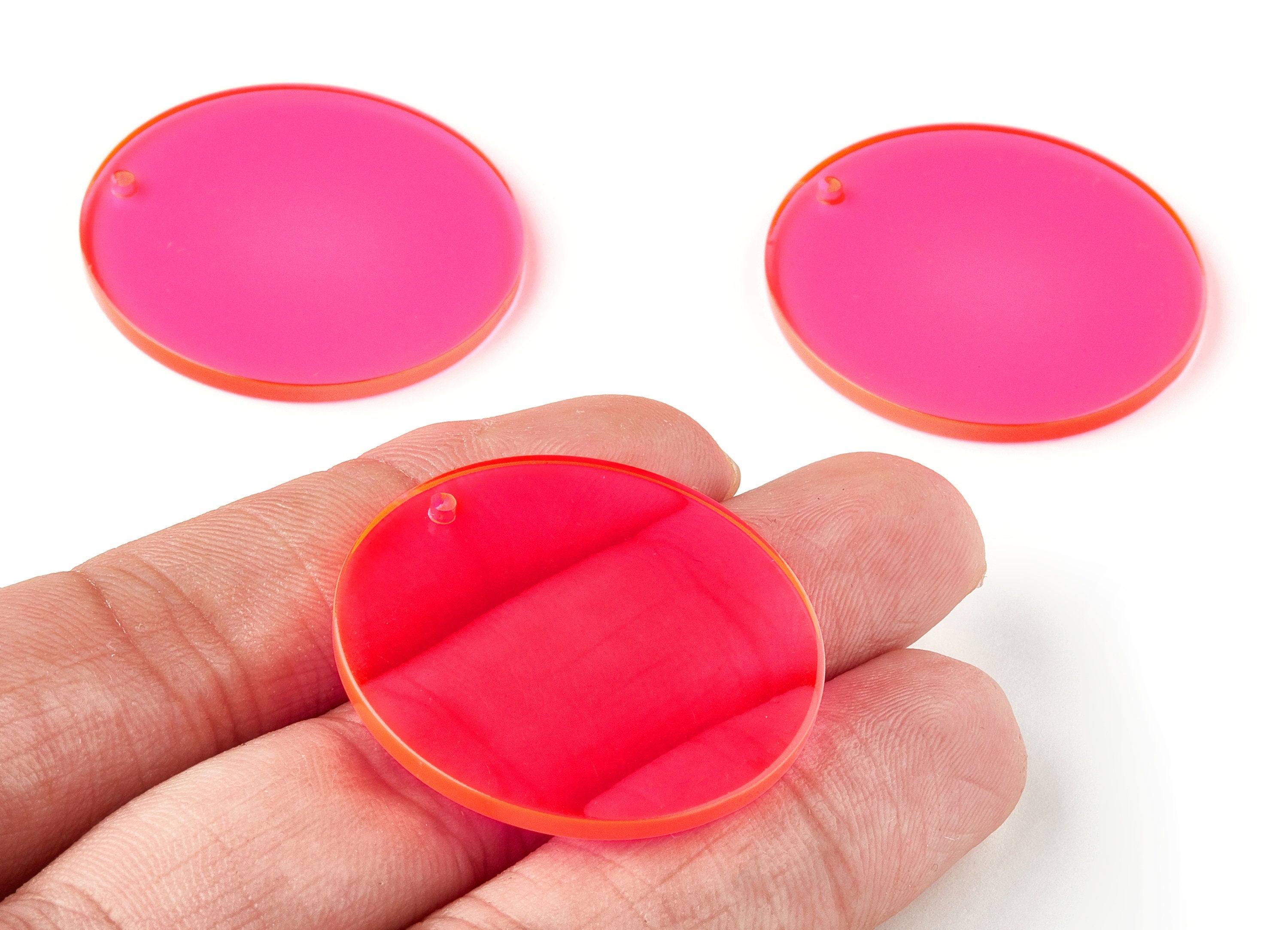 Acrylic Round Charms - Coin Earrings and Pendant - Earring Findings - Jewelry Supplys - Color Code: A295 - 34.02x34.02x2.38mm - AC1135-A295 - DOMEDBAZAAR