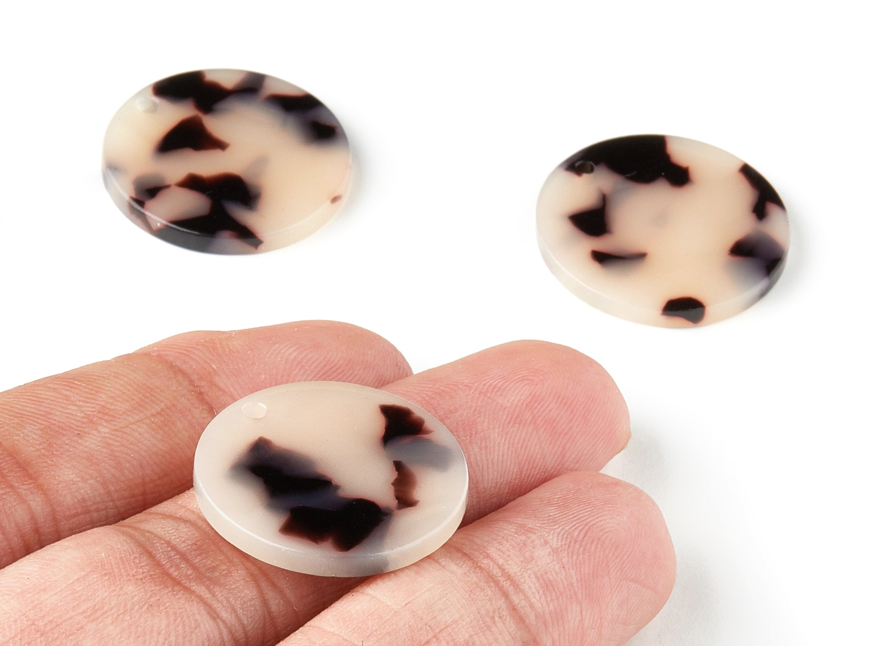 Acetate Round Charms - Blonde Tortoise Shell Earrings - Coin Earrings and Pendant - Color Code: A08 - 23.79x23.79x2.5mm - AC1661-A08 - DOMEDBAZAAR