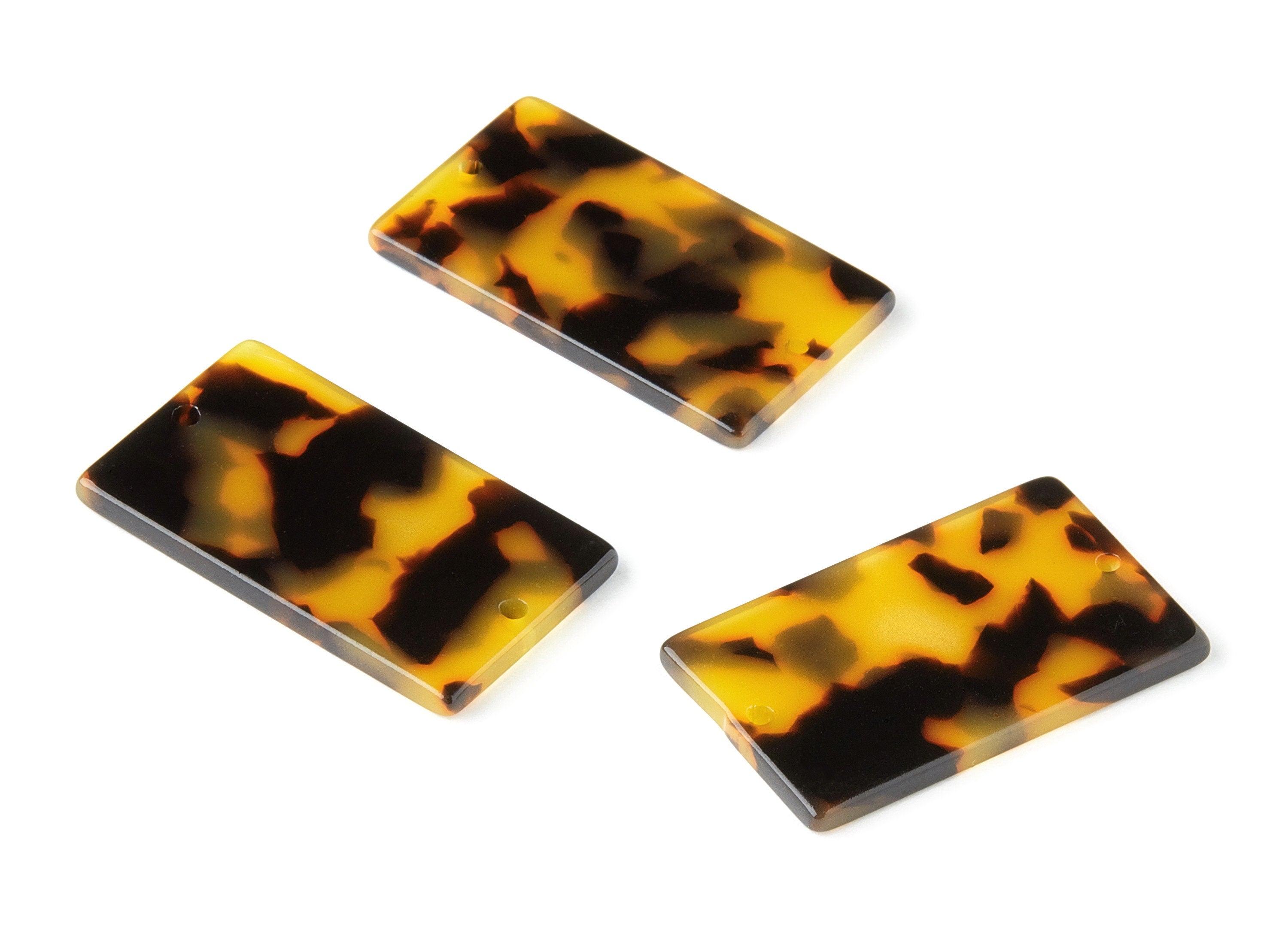 Acetate Rectangle Connectors - 2 Hole - Tortoise Shell Earring - Rectangle Pendant - Color Code: A01 - 32.92x19.75x2.5mm - AC1217-A01 - DOMEDBAZAAR