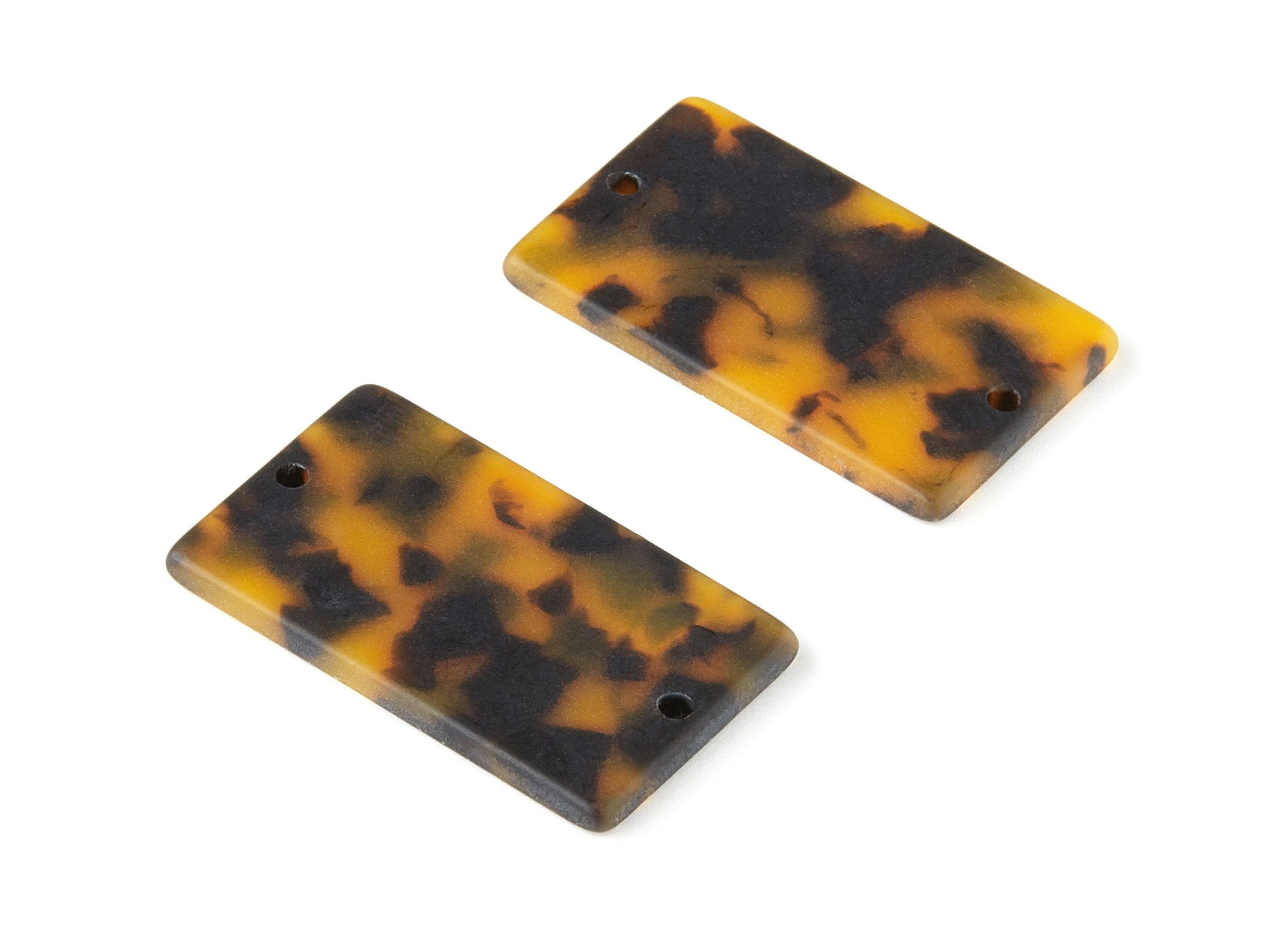 Acetate Rectangle Connectors - 2 Hole - Matte Tortoise Shell Earring - Jewelry Supplies - Color Code: A363 - 32.92x19.75x2.5mm - AC1217-A363 - DOMEDBAZAAR