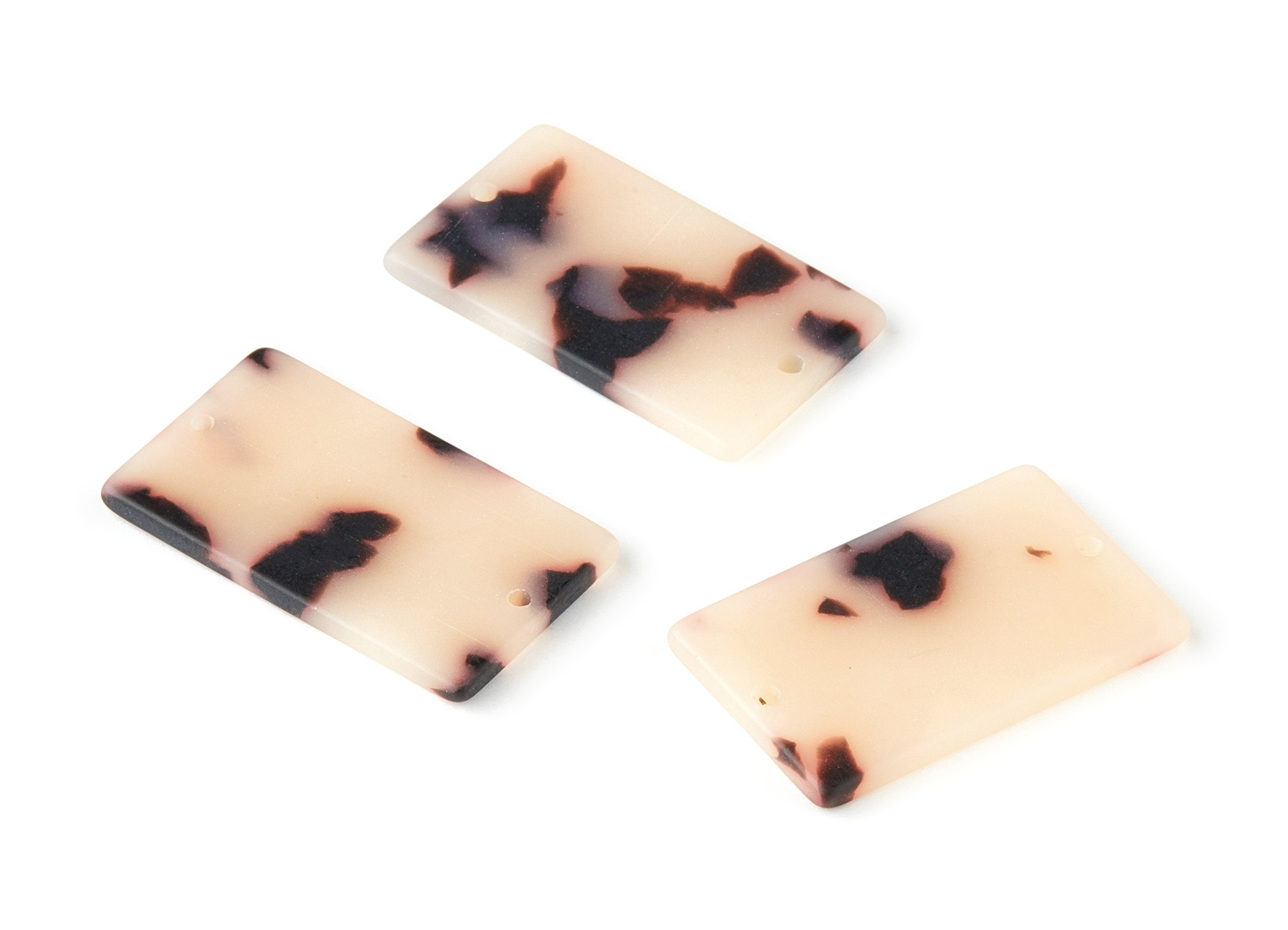 Acetate Rectangle Connectors - 2 Hole - Matte Blonde Tortoise Shell Earring - Color Code: A364 - 32.92x19.75x2.5mm - AC1217-A364 - DOMEDBAZAAR