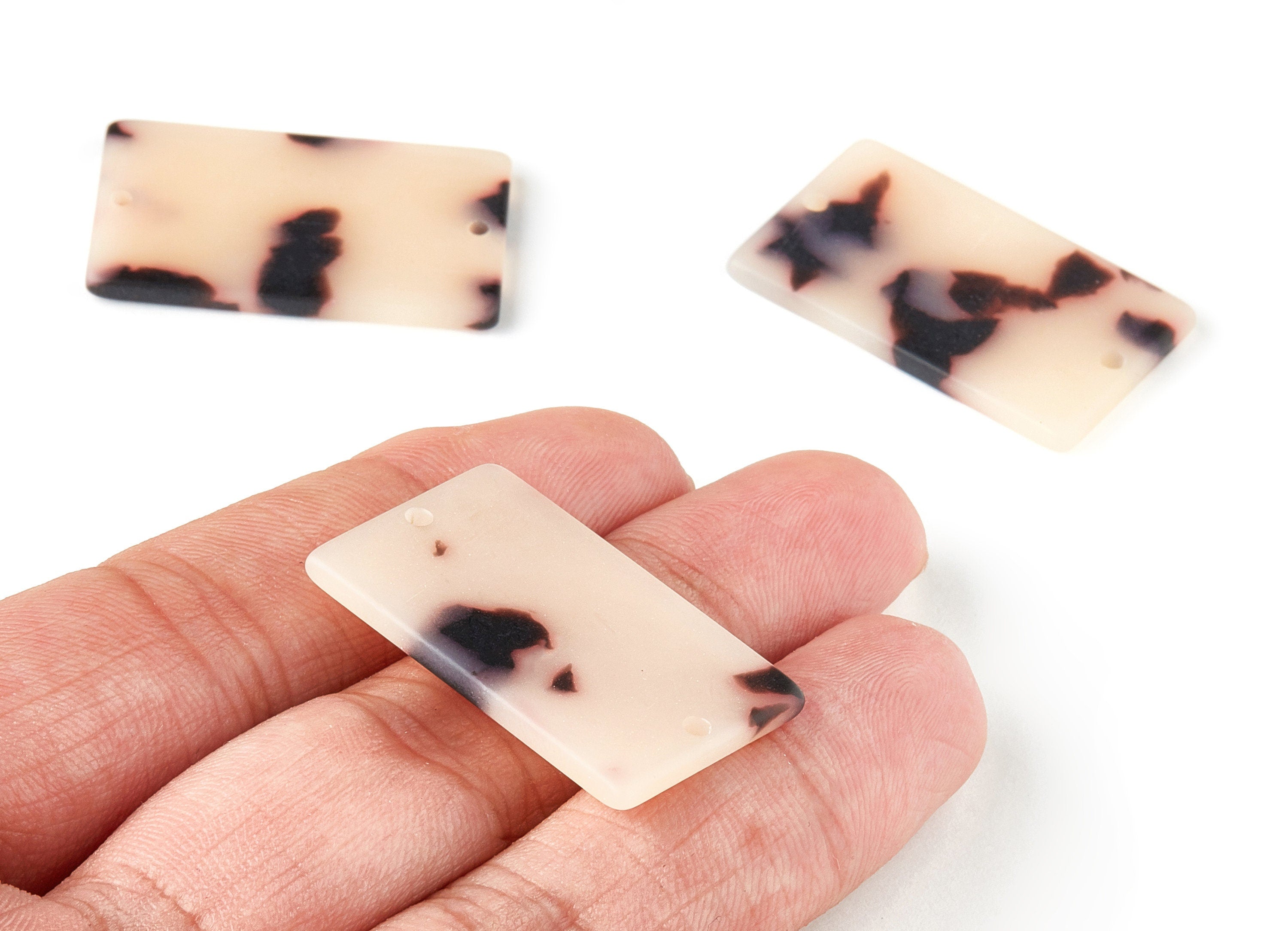 Acetate Rectangle Connectors - 2 Hole - Matte Blonde Tortoise Shell Earring - Color Code: A364 - 32.92x19.75x2.5mm - AC1217-A364 - DOMEDBAZAAR