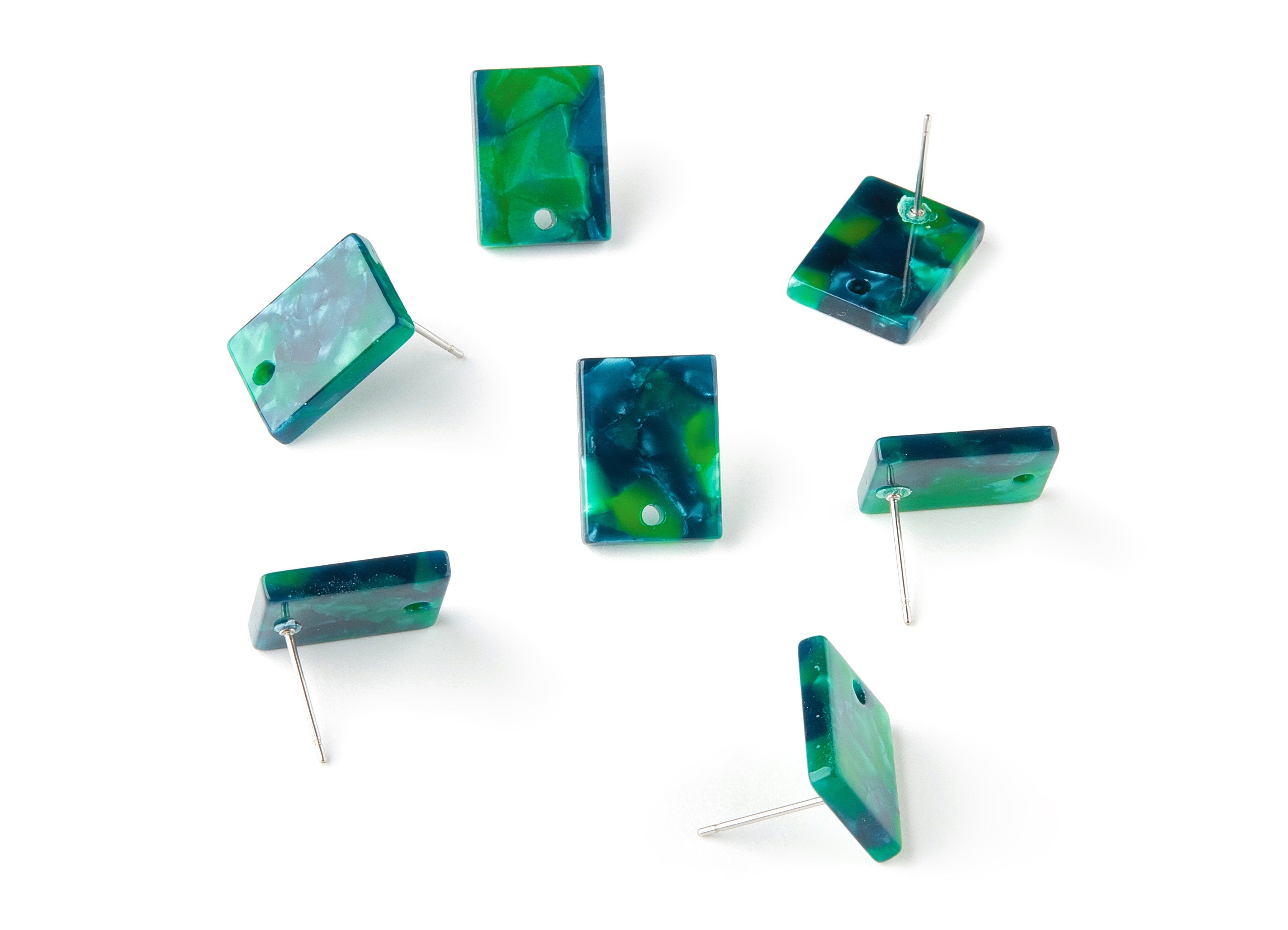 Acetate Rectangle Earring Stud - Rectangle Earring Post and Stud - Earring Findings - Color Code: A13 - 15.43x11.72x2.5mm- AC1663-A13 - DOMEDBAZAAR
