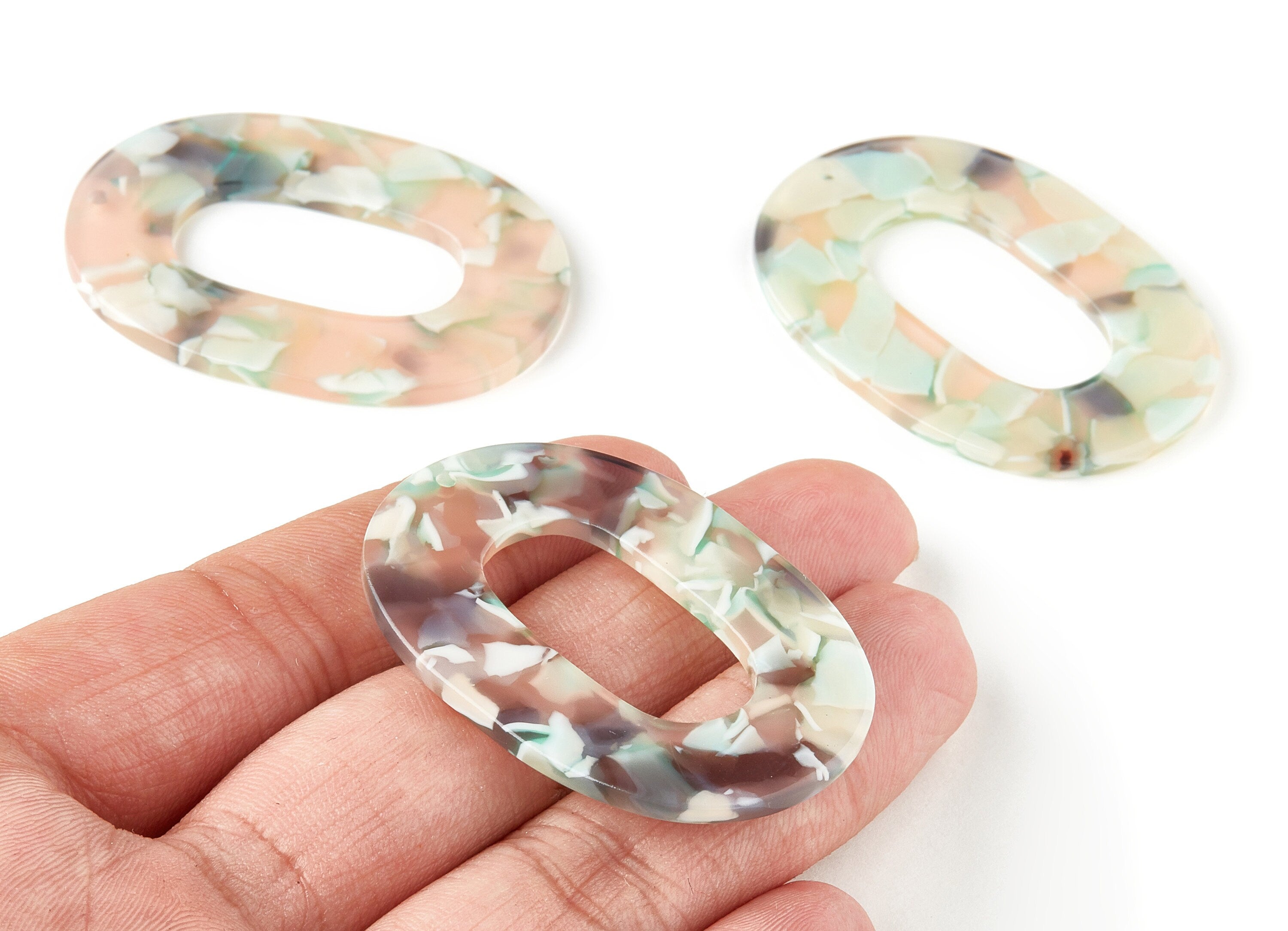 Acetate Oval Charms - Oval Earrings and Pendant - Earring Findings - Jewellery Supplies - Color Code: A265 - 46.74x34.38x2.6mm - AC1065-A265 - DOMEDBAZAAR