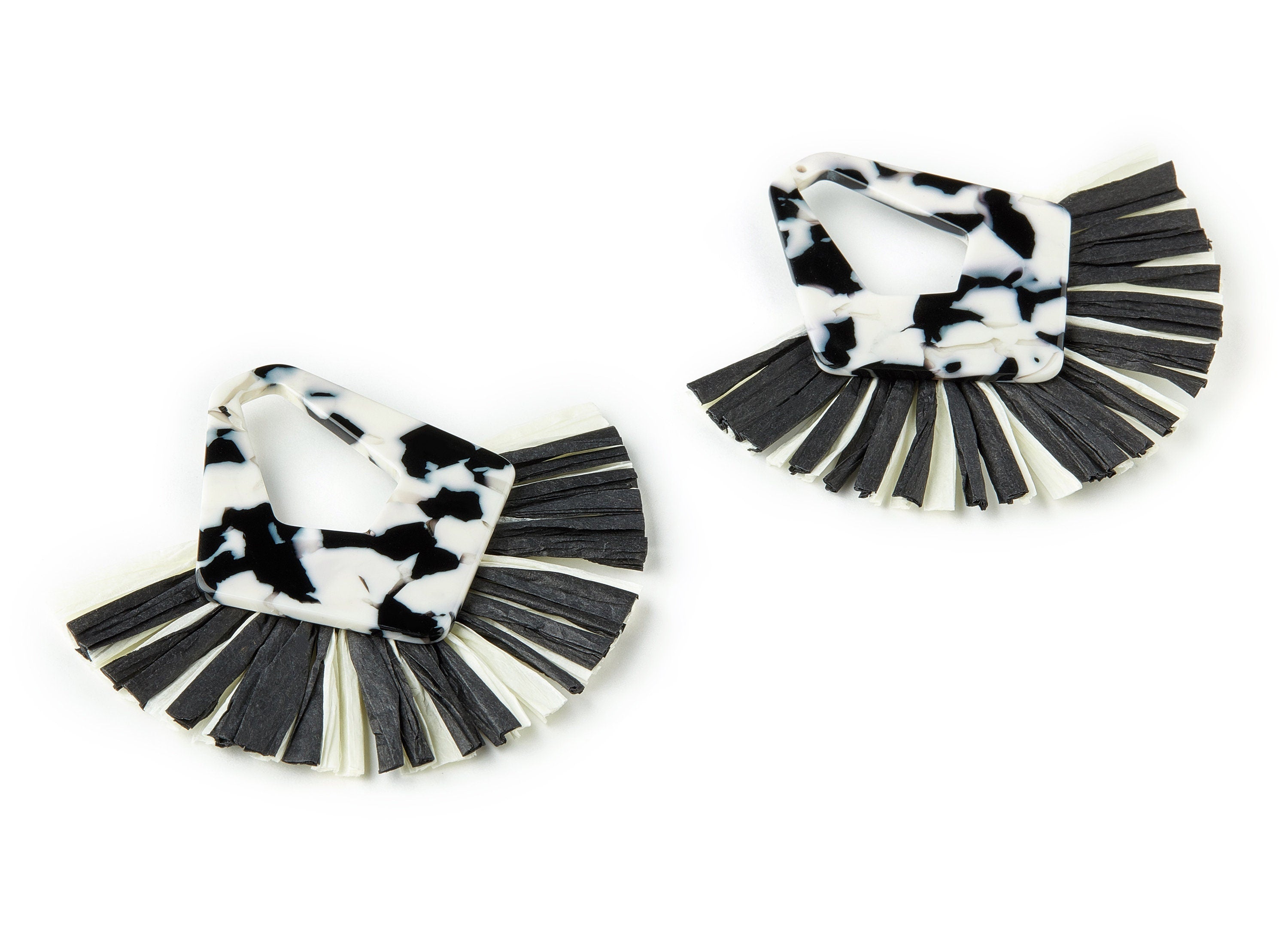 Acetate Tassels Fan Charms - Tassels Fan Single Layer Raffia - Earring Findings - Color Code: A17 - 75x64.13x4.29mm - AC1641-A17 - DOMEDBAZAAR