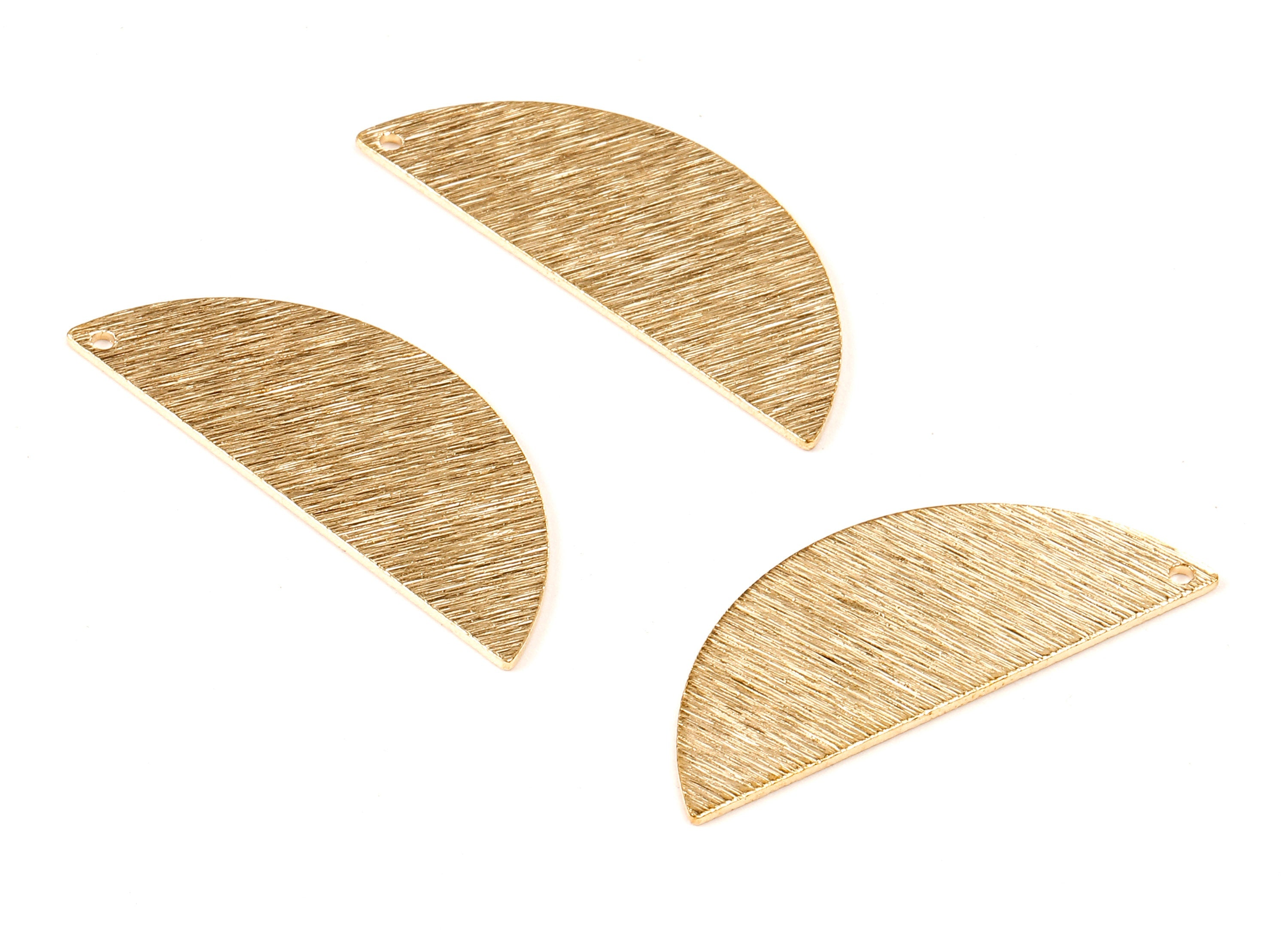 Brass Textured Half Round Charms - Textured Semicircle Pendant - Earring Findings - Jewelry Supplies - 39.22x15.47x0.99mm - PP2156 - DOMEDBAZAAR
