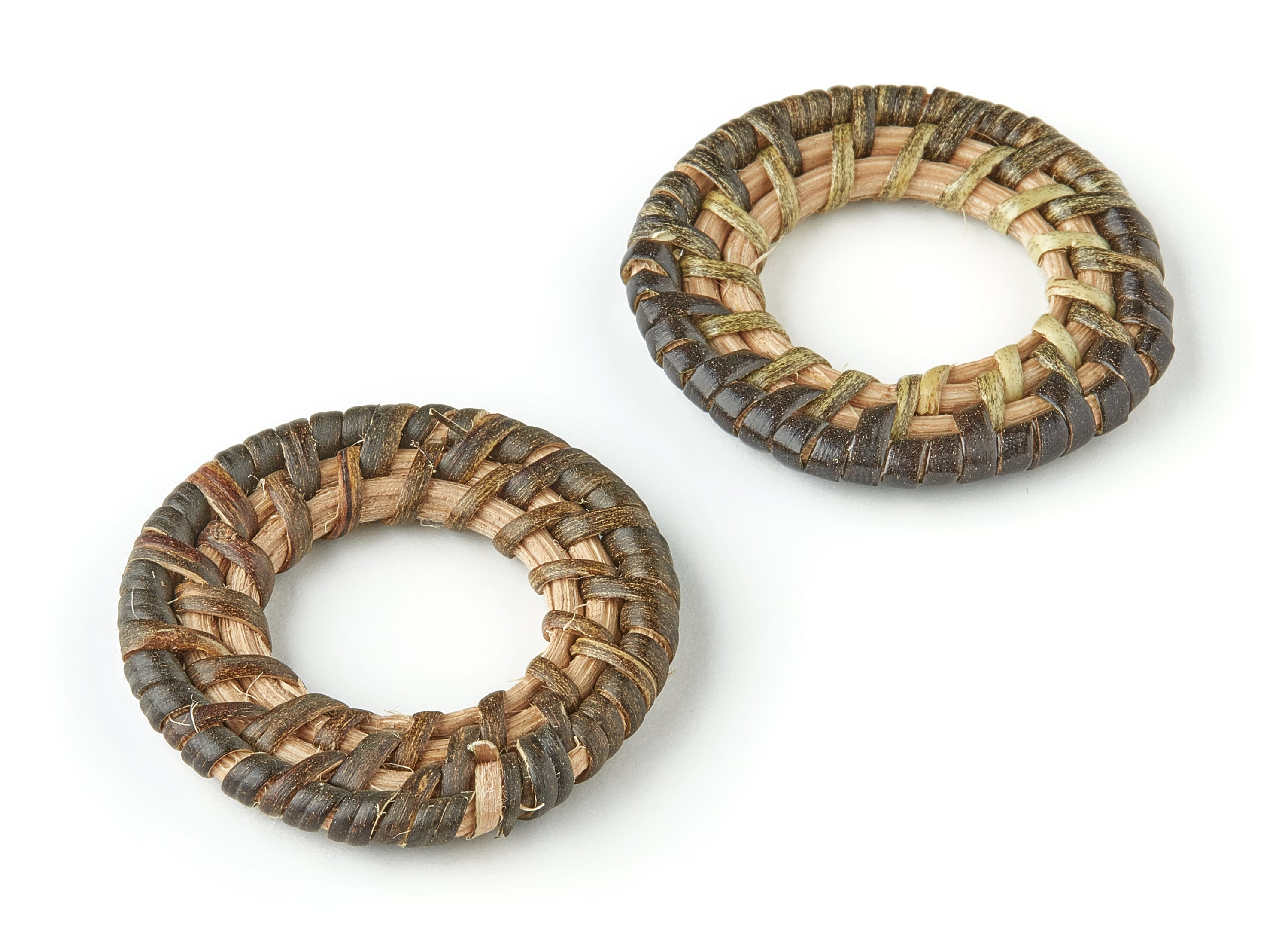 Handwoven Circle Rattan Charms - Circle Rattan Earrings and Pendant - Wooden Straw Earrings - Jewelry Handmade - 44.42x44.42x4.71mm - RT1222 - DOMEDBAZAAR