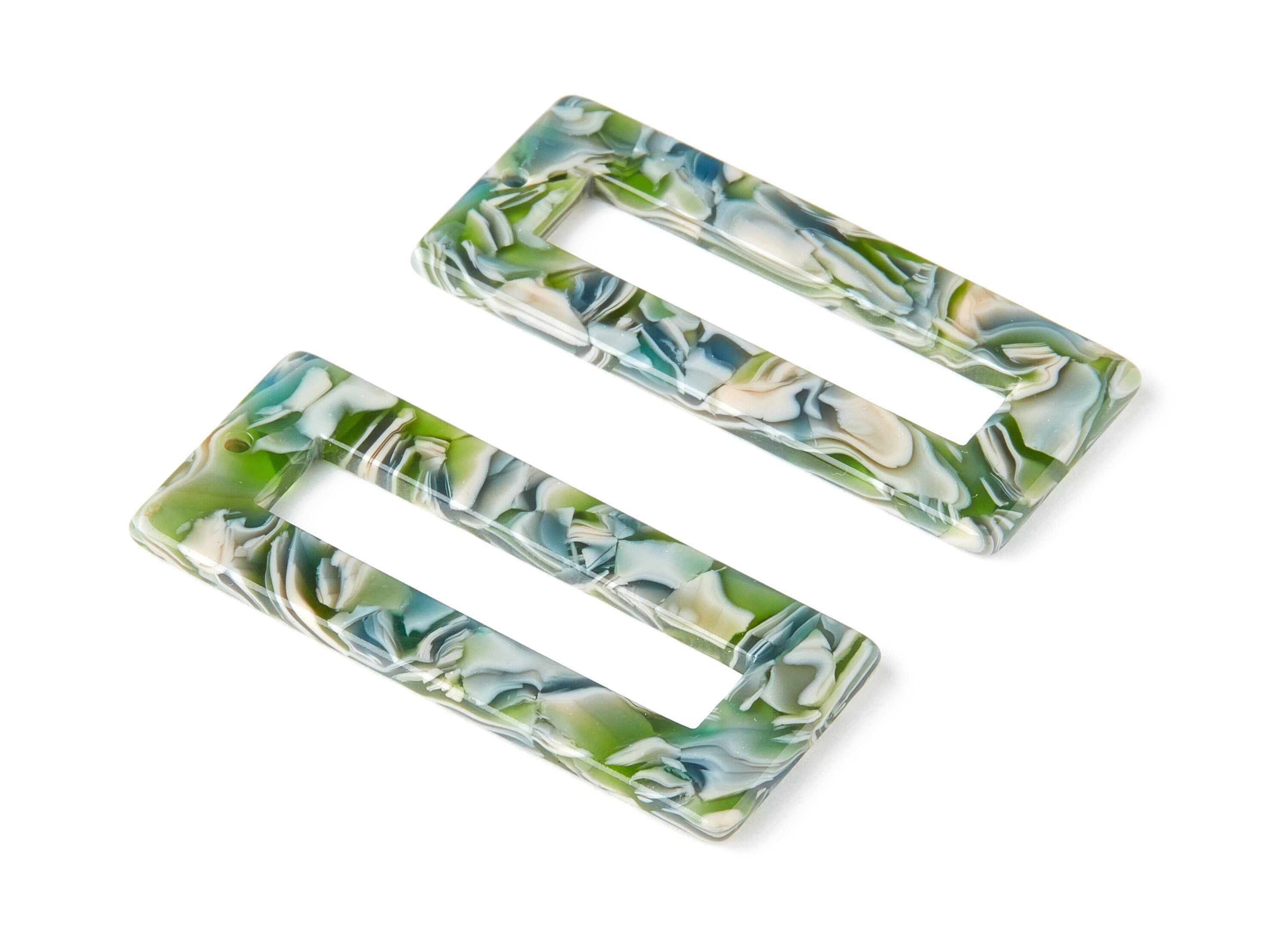 Acetate Rectangle Charms - Rectangle Earrings and Pendant - Earring Findings - Color Code: A368 - 48.64x19.44x2.66mm - AC1025-A368 - DOMEDBAZAAR