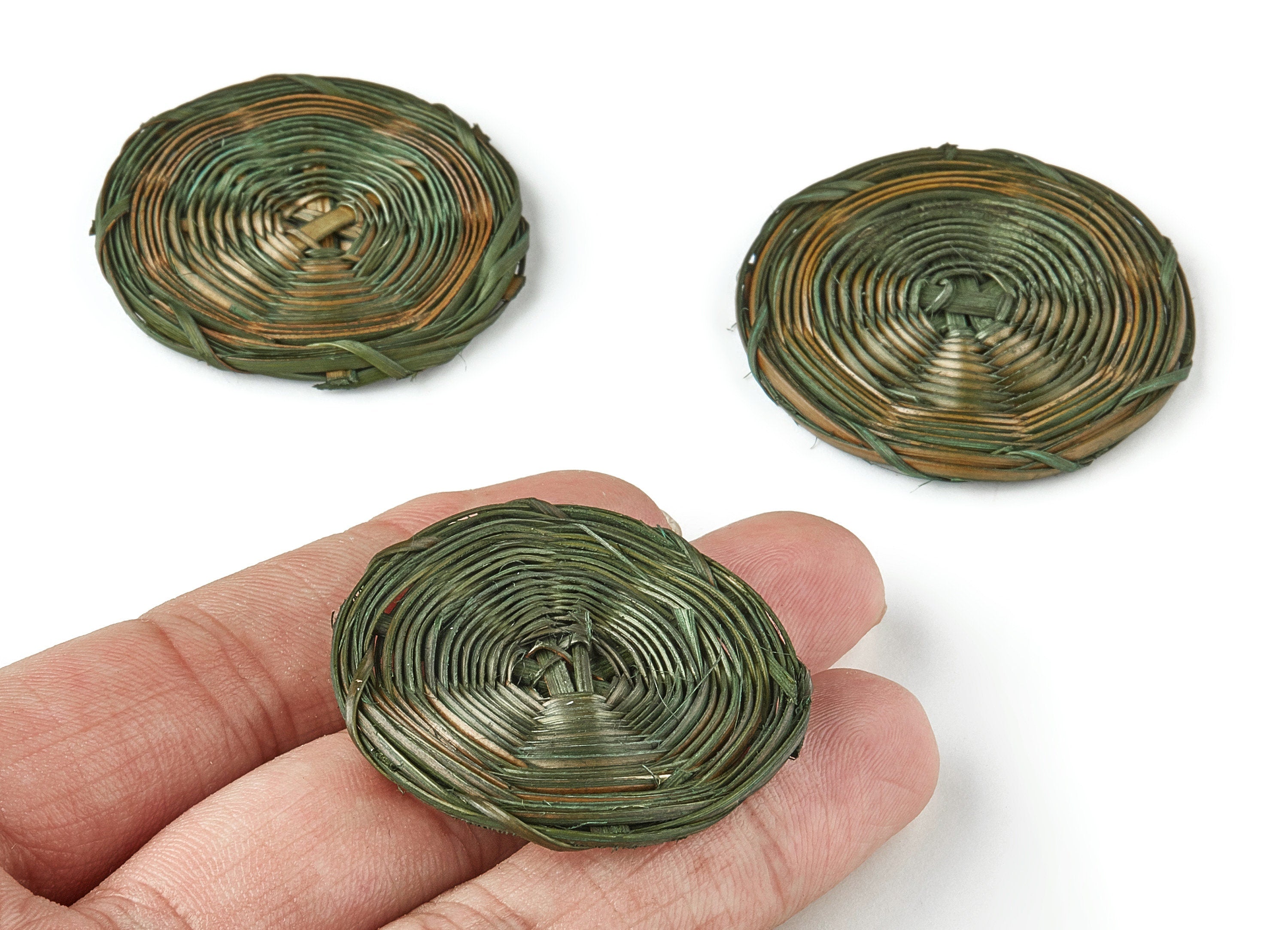 Handwoven Rattan Round Charms - Round Rattan Earrings and Pendant - Wooden Straw Earrings - Jewelry Handmade - 41.18x41.18x2.92mm - RT1211 - DOMEDBAZAAR