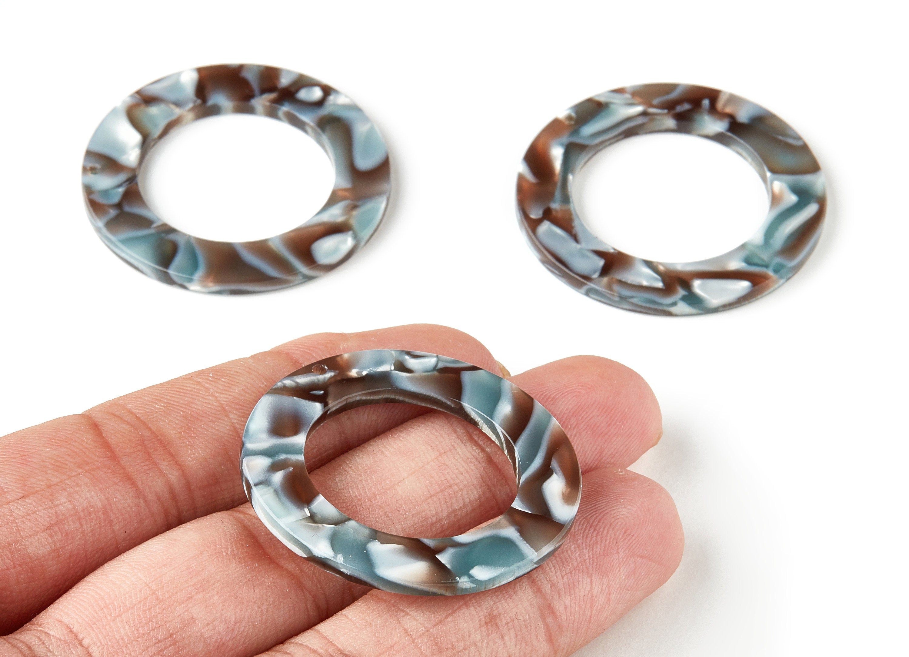 Acetate Circle Charms - Round Earrings and Pendant - Earring Findings - 1 Hole - Color Code: A22 - 33.7x33.7x2.4mm - AC1676-A22 - DOMEDBAZAAR