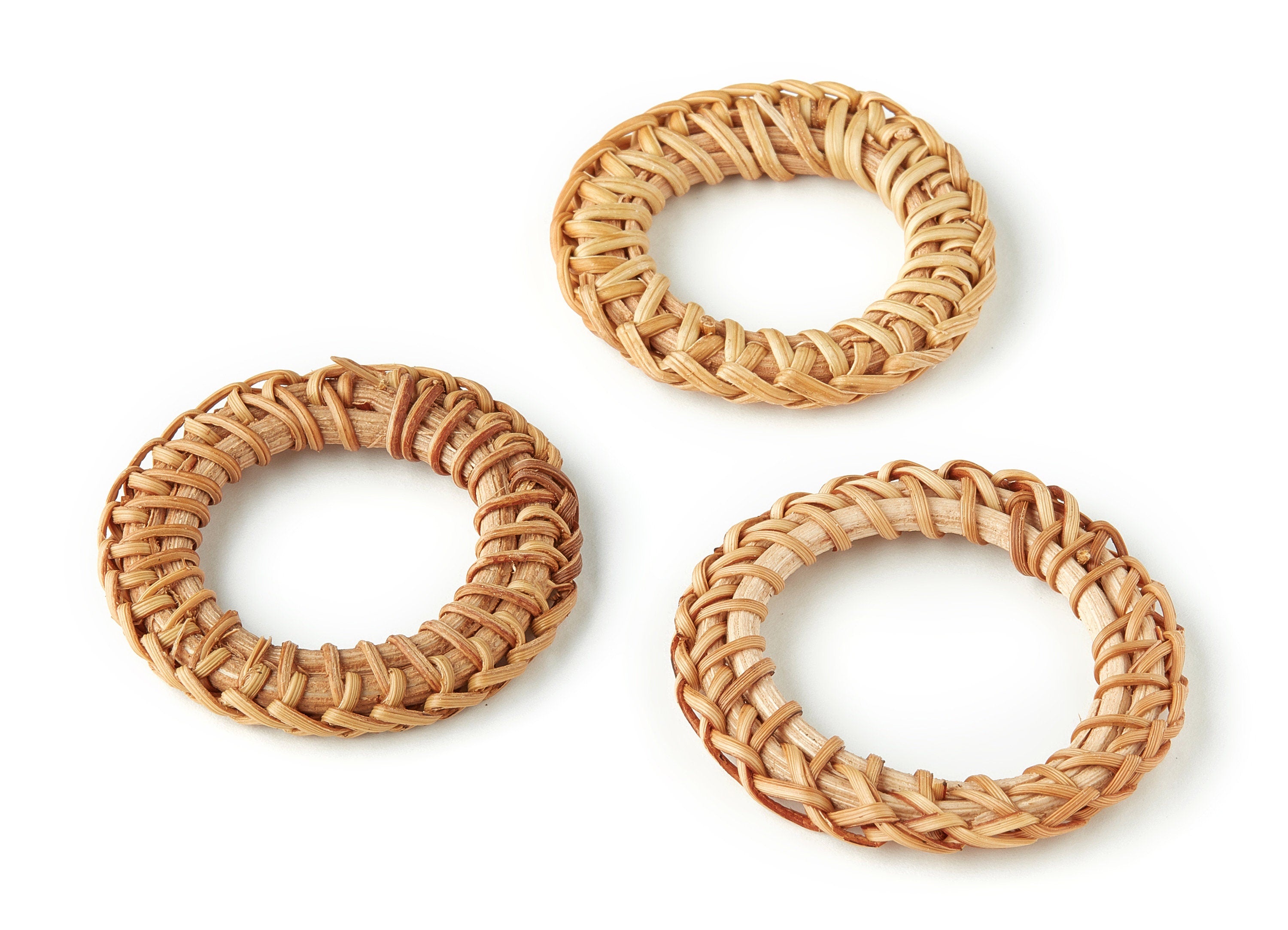 Handwoven Circle Rattan Charms - Circle Rattan Earrings and Pendant - Wooden Straw Earrings - Jewelry Handmade - 46.46x46.46x5.47mm - RT1234 - DOMEDBAZAAR