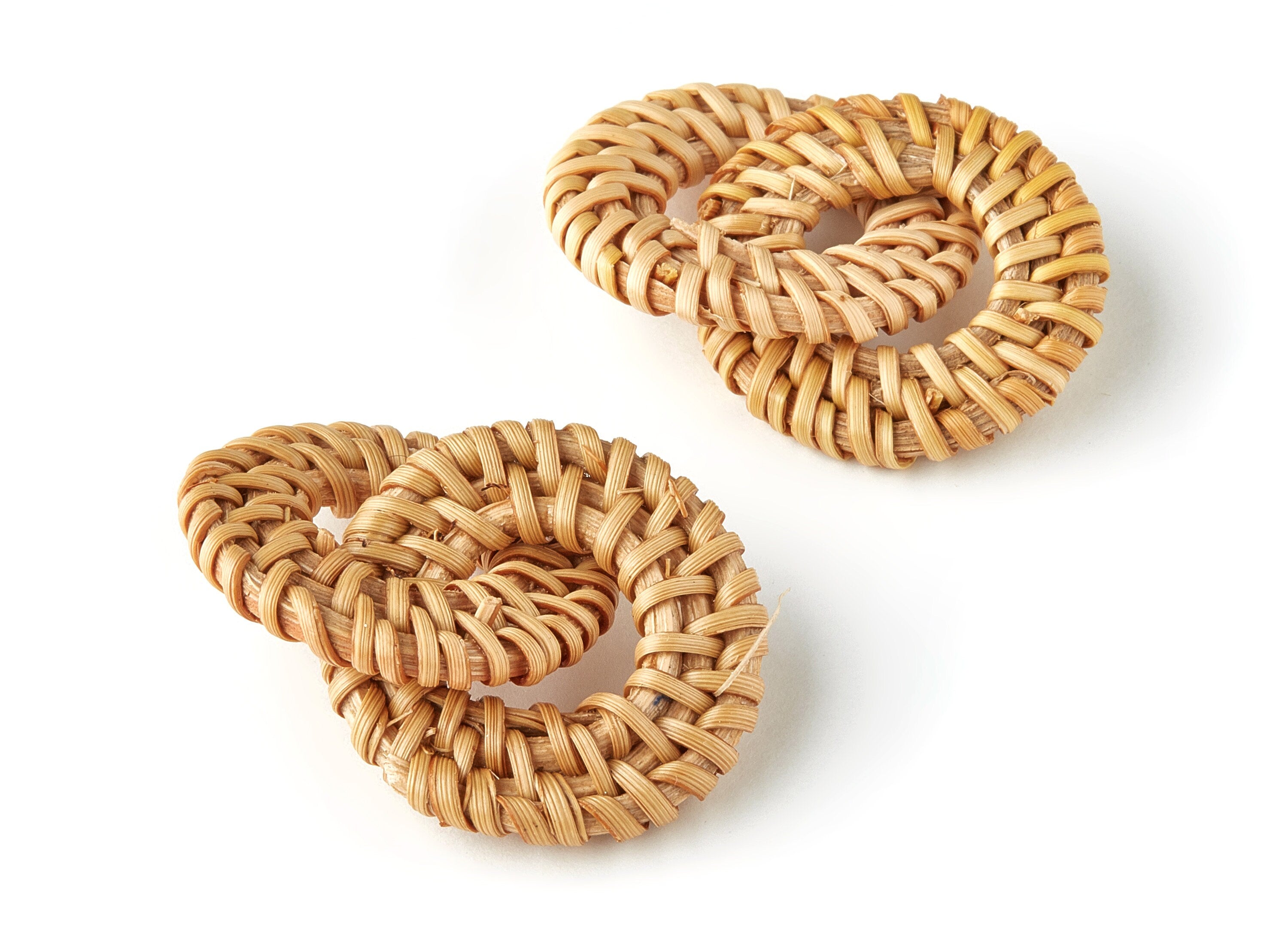 Handwoven Circle Rattan Charms - Circle Rattan Earrings and Pendant - Wooden Straw Earrings - Jewelry Handmade - 41.09x31.85x4.26mm - RT1235 - DOMEDBAZAAR