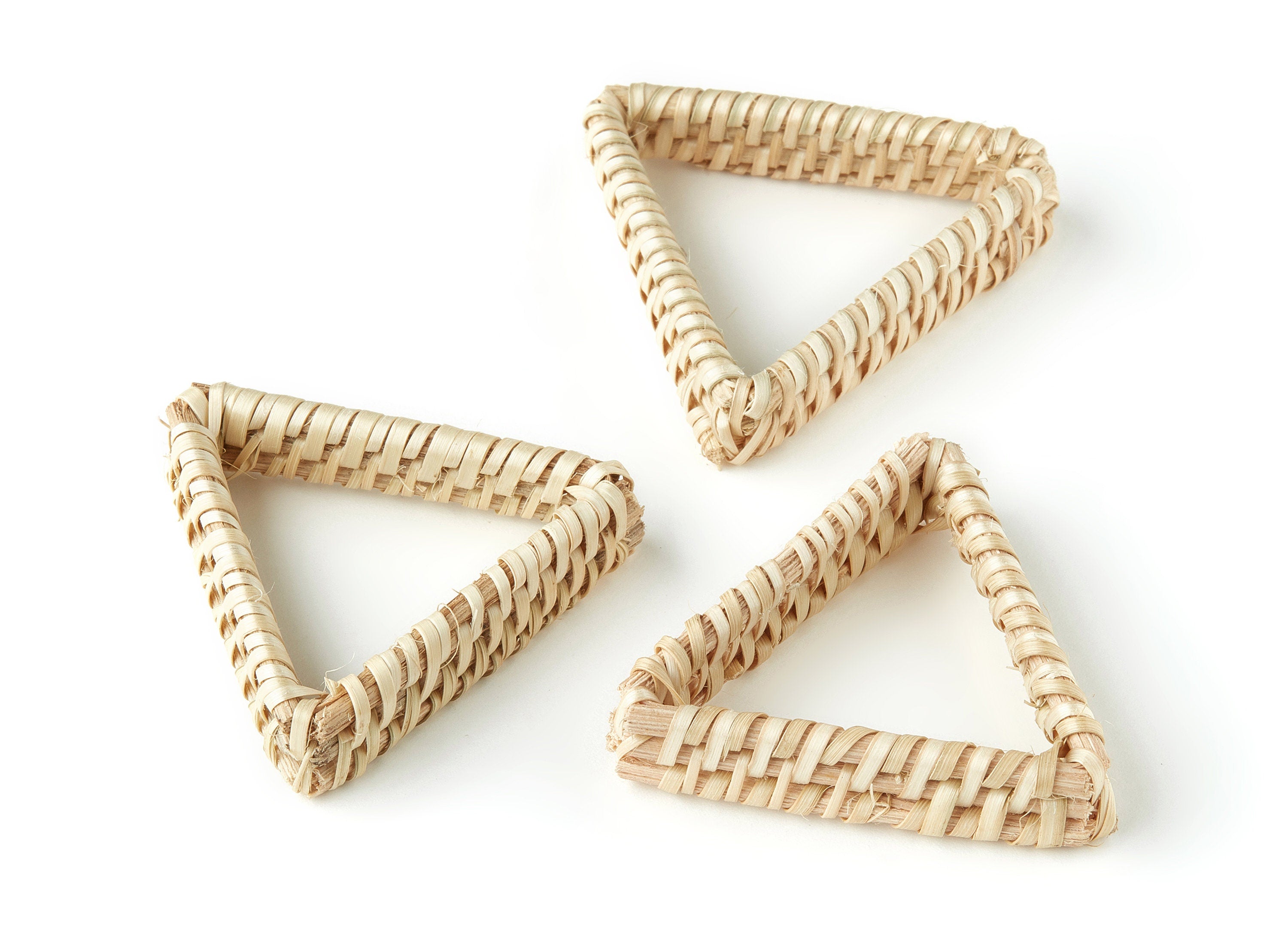 Handwoven Rattan Triangle Charm - Triangle Rattan Earring & Pendant - Woven Straw Earrings - Jewelry Handmade - 52.32x46.16x12.12mm - RT1230 - DOMEDBAZAAR