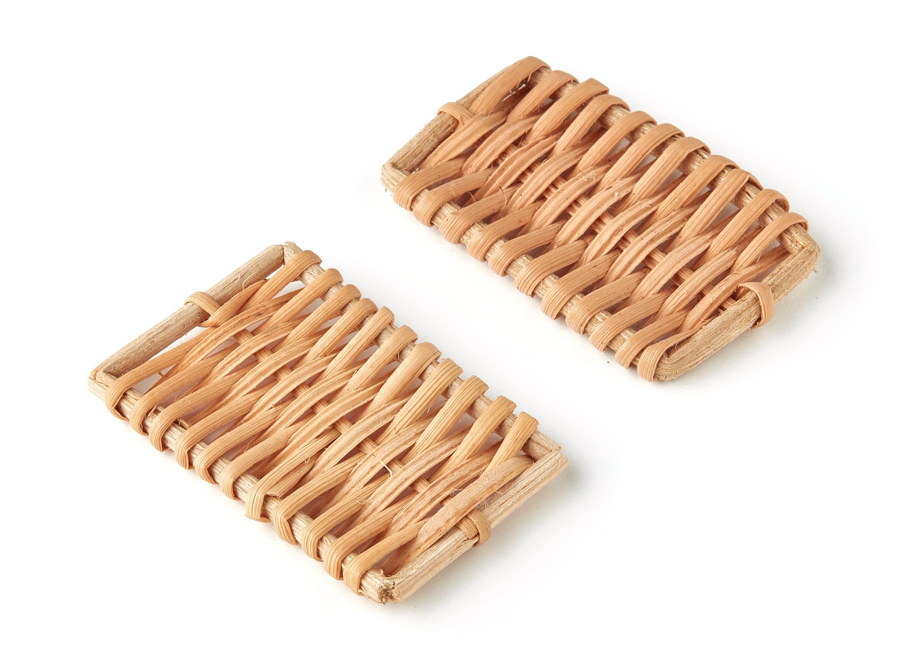 Handwoven Rattan Rectangle Charm - Rectangle Rattan Earring & Pendant - Woven Straw Earring - Jewelry Handmade - 50.96x30.86x4.72mm - RT1236 - DOMEDBAZAAR