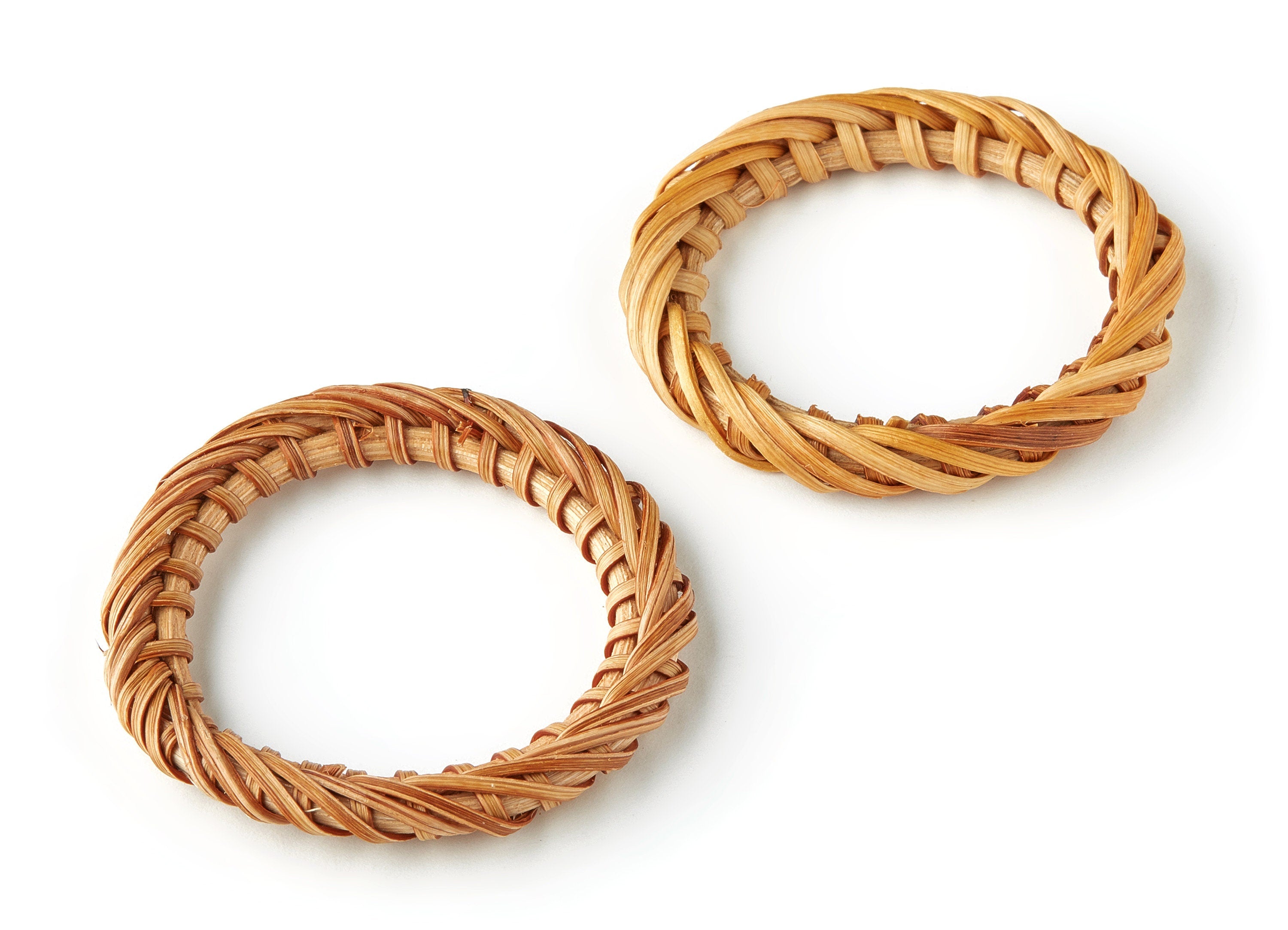 Handwoven Rattan Circle Charms - Circle Rattan Earrings and Pendant - Wooden Straw Earrings - Jewelry Handmade - 49.71x49.71x5.93mm - RT1242 - DOMEDBAZAAR