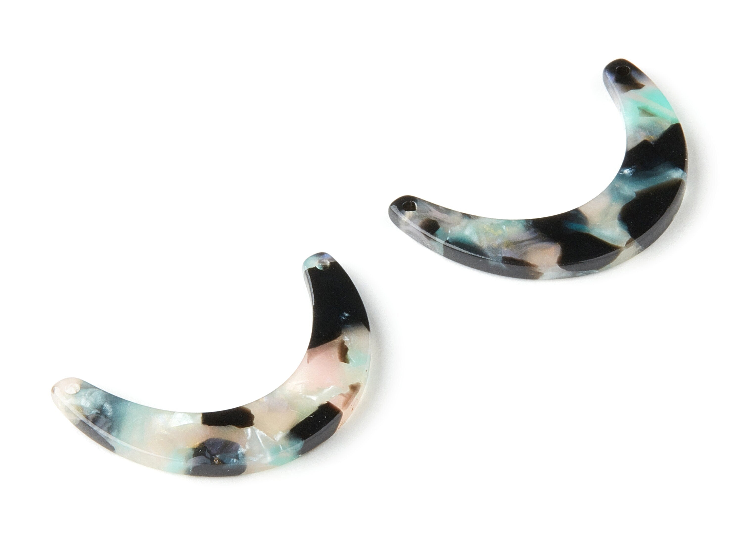 Acetate Moon Connector - 2 Holes - Moon Earrings and Pendant - Earring Findings - Color Code:A367 - 31.83x7.2x2.53mm - AC1507-A367 - DOMEDBAZAAR