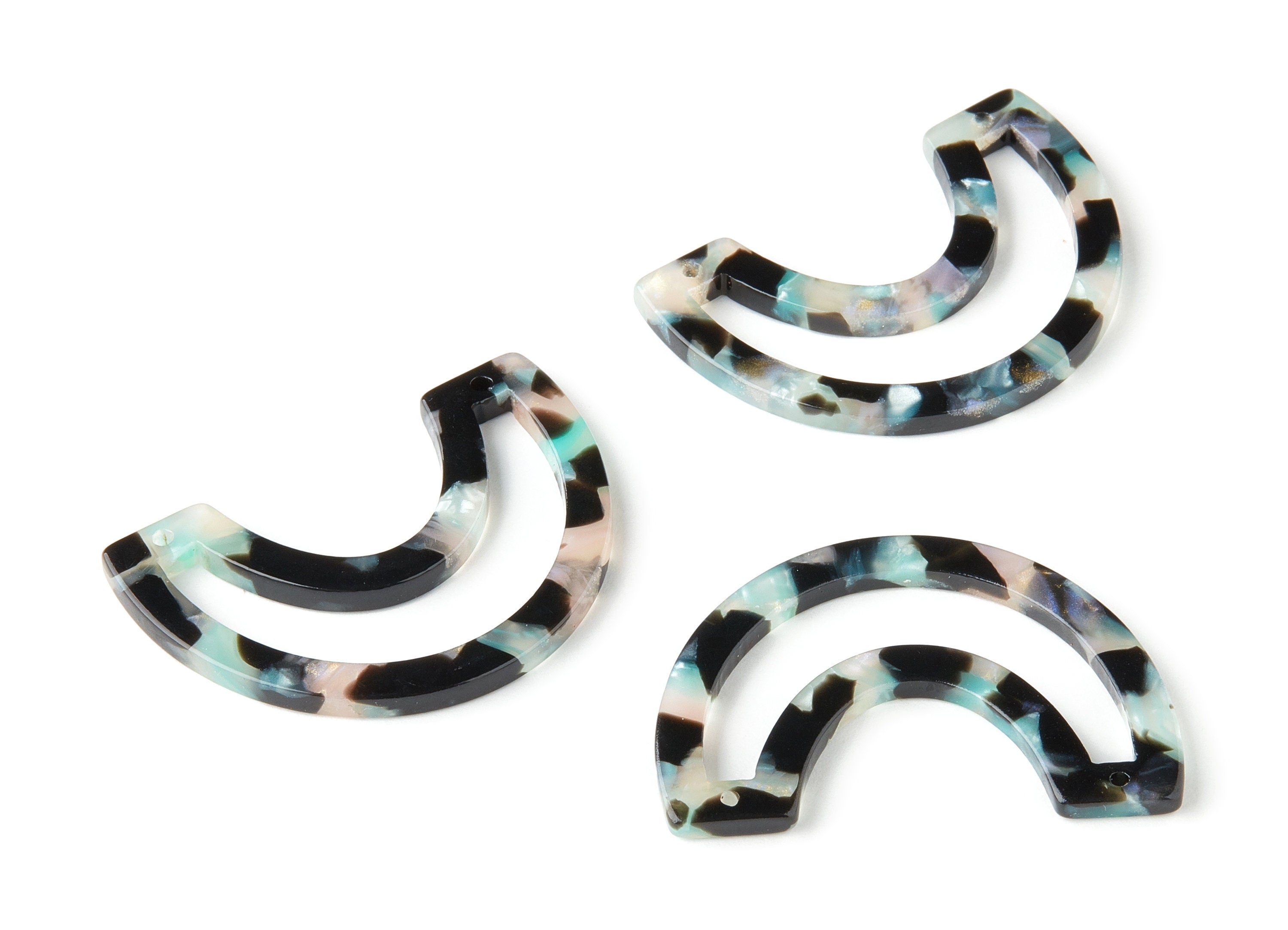Acetate Moon Connector - 2 Holes - Moon Earrings and Pendant - Earring Findings - Color Code:A367 - 39.88x15.29x2.58mm - AC1506-A367 - DOMEDBAZAAR