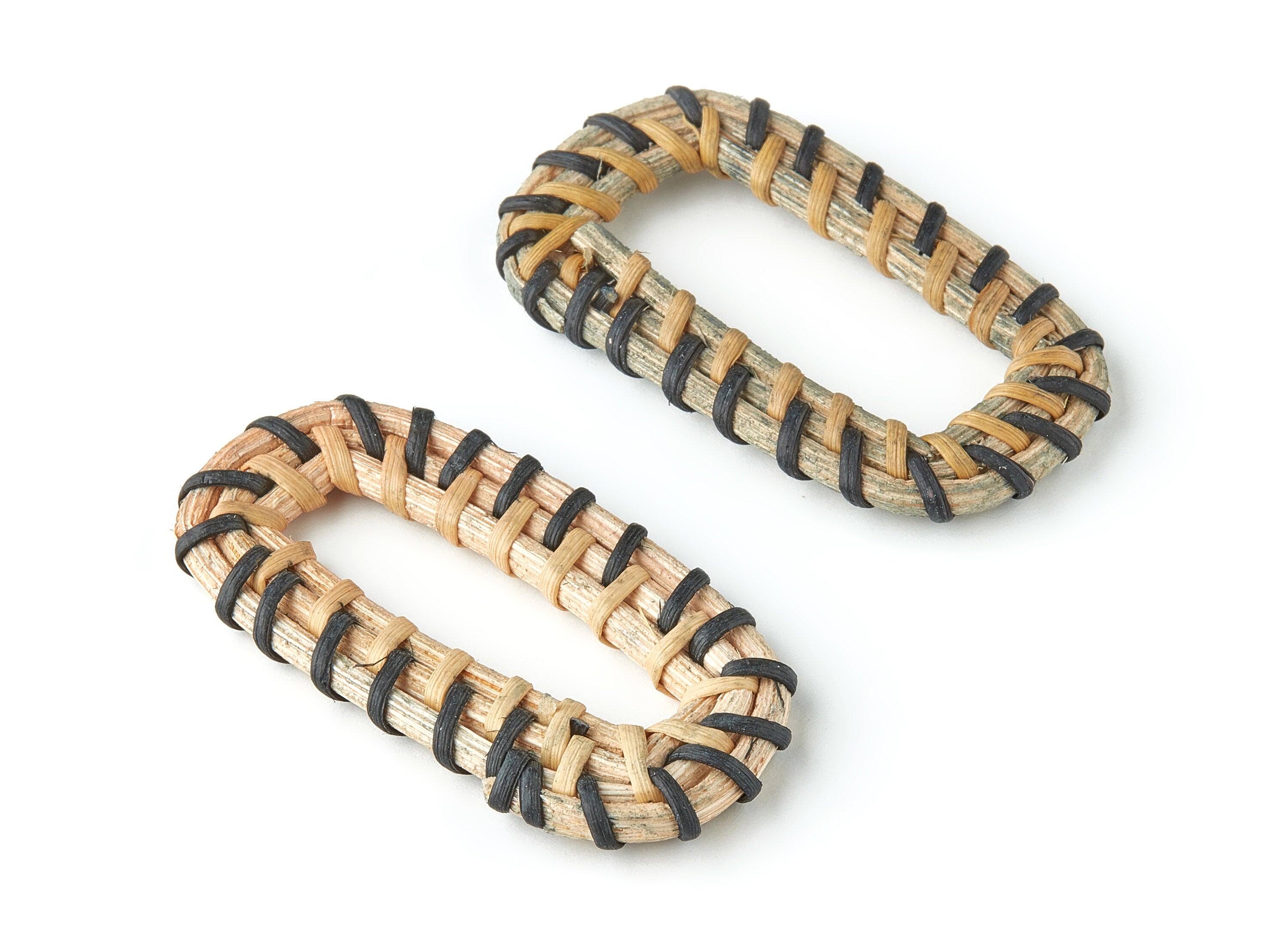 Handwoven Rattan Rectangle Charm - Rectangle Rattan Earring & Pendant - Woven Straw Earring - Jewelry Handmade - 59.4x34.34x4.64mm - RT1241 - DOMEDBAZAAR