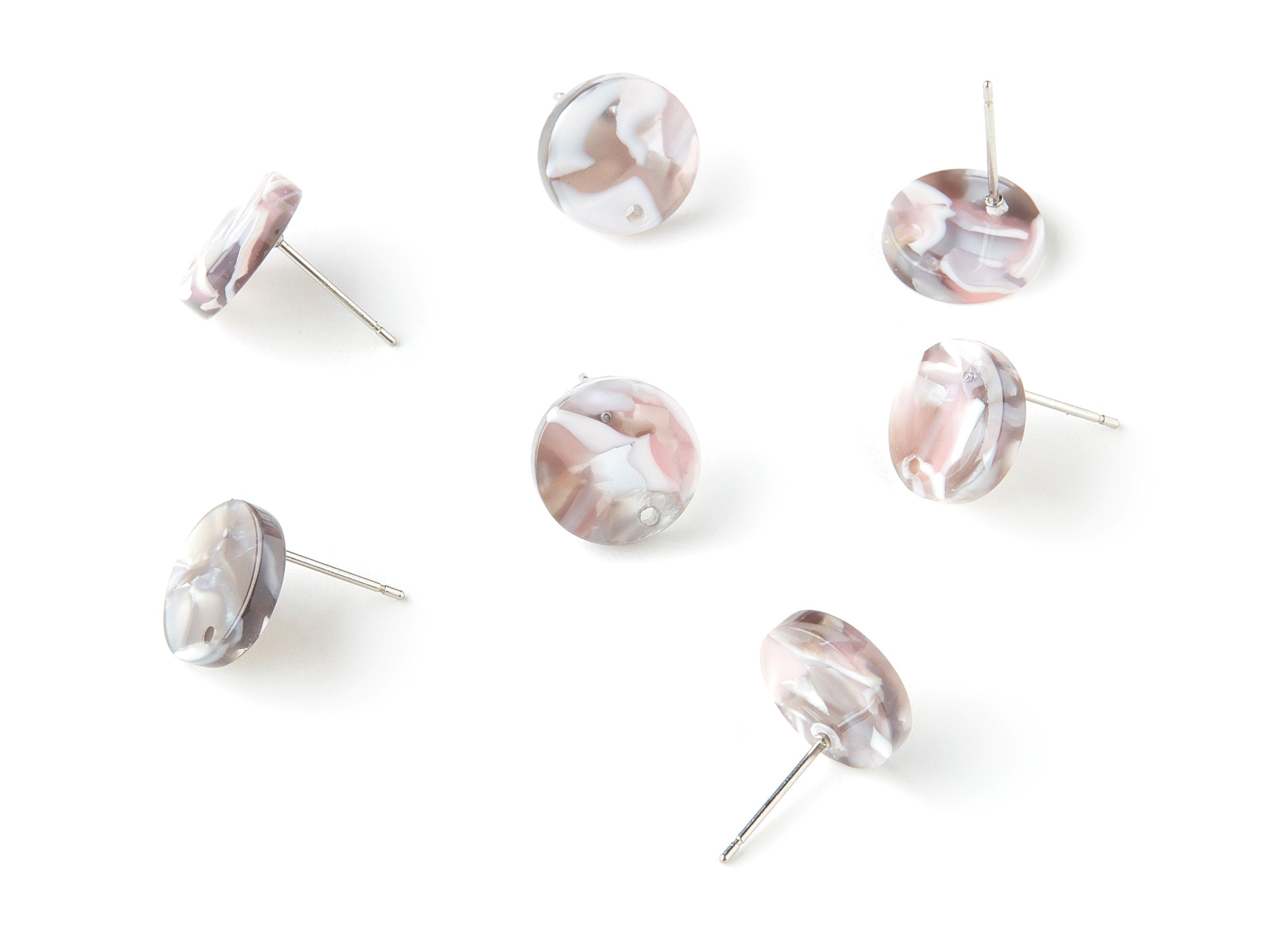 Acetate Round Earring Stud - Round Earring Post and Stud - Earring Findings - Color Code: A20 - 11.8x11.8x2.5mm - AC1139-A20 - DOMEDBAZAAR