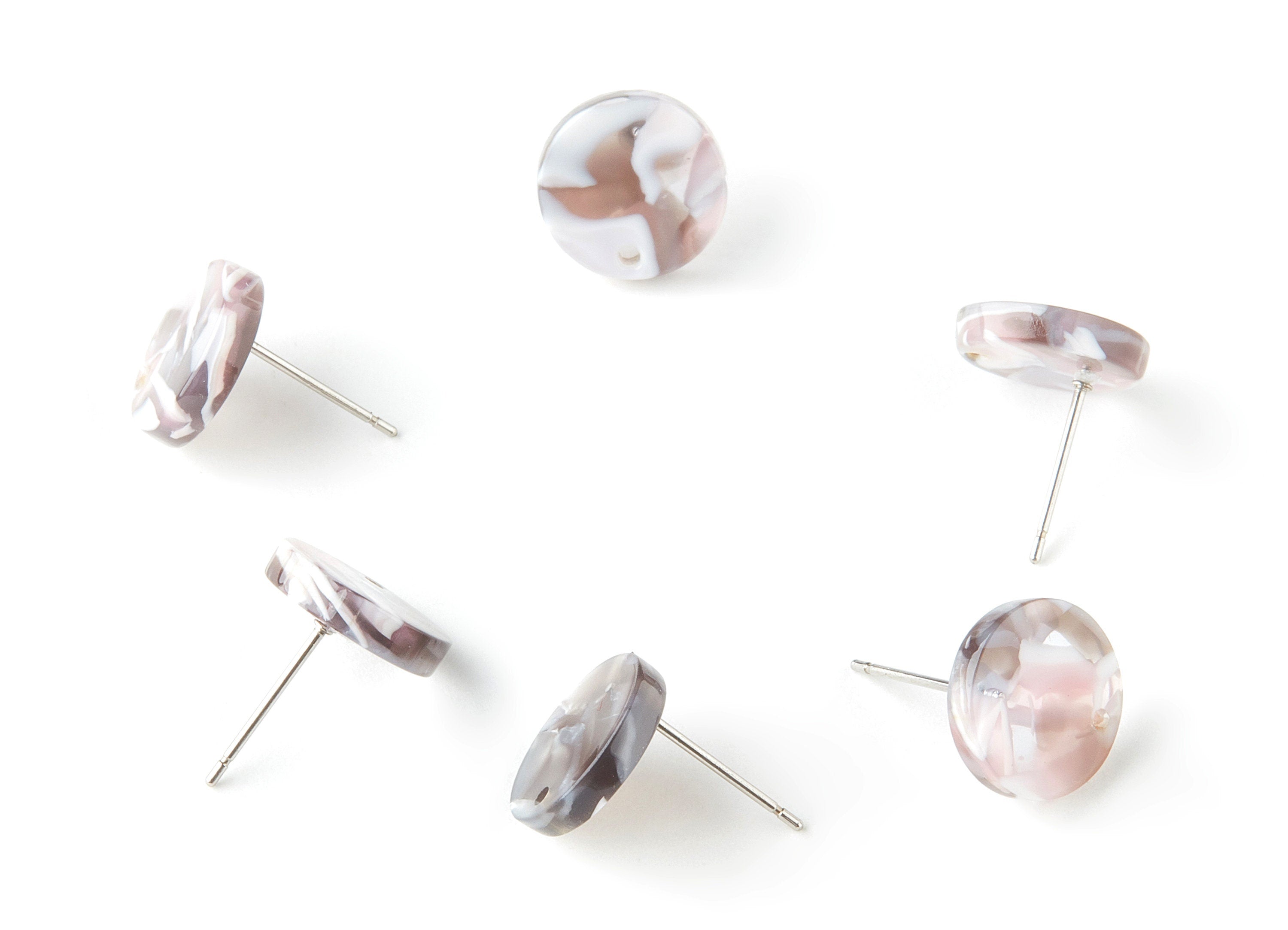 Acetate Round Earring Stud - Round Earring Post and Stud - Earring Findings - Color Code: A20 - 11.8x11.8x2.5mm - AC1139-A20 - DOMEDBAZAAR