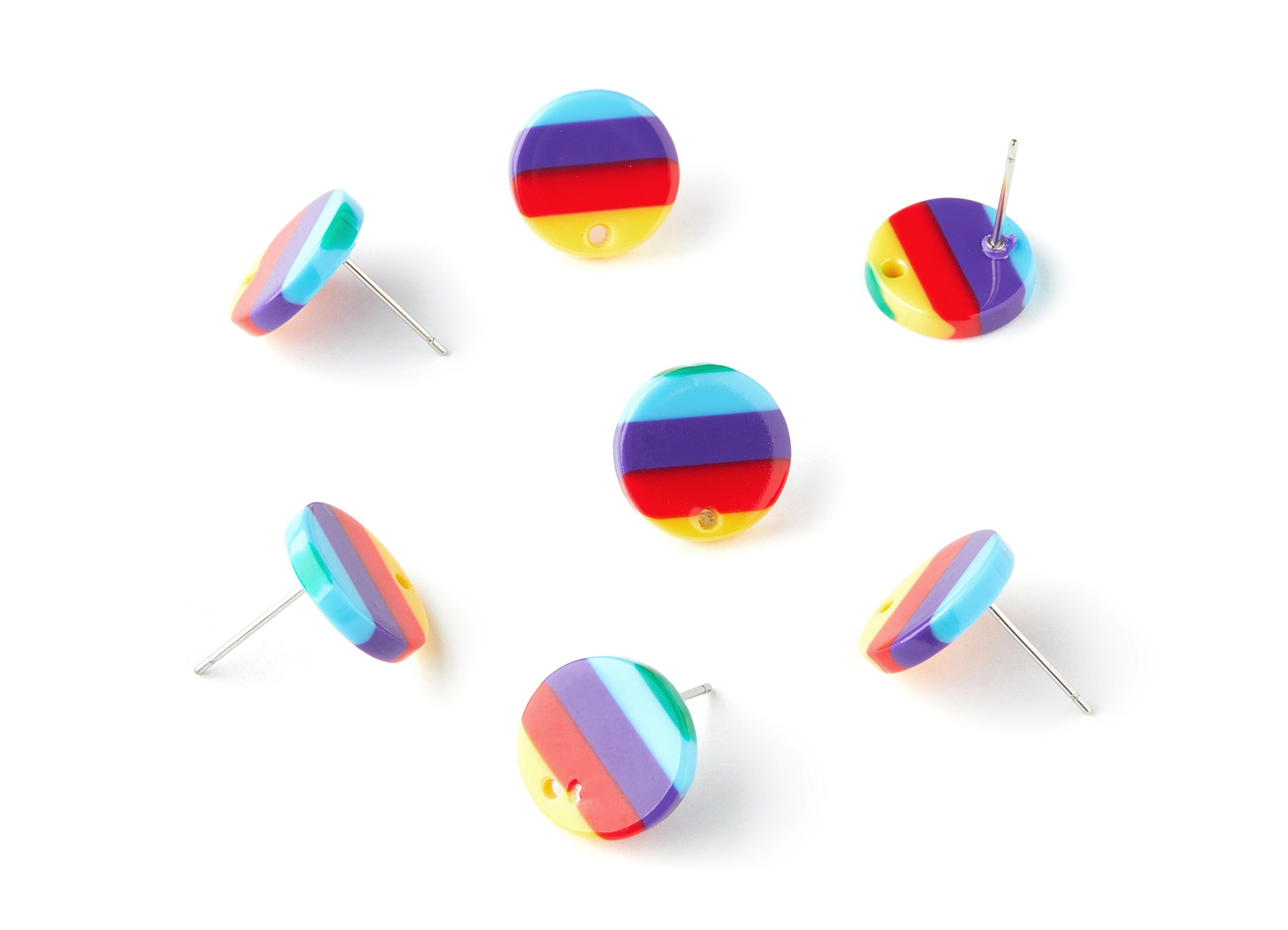 Acetate Round Earring Stud - Round Earring Post and Stud - Earring Findings - Color Code: A115 - 13.5x13.5x2.65mm - AC1204-A115 - DOMEDBAZAAR