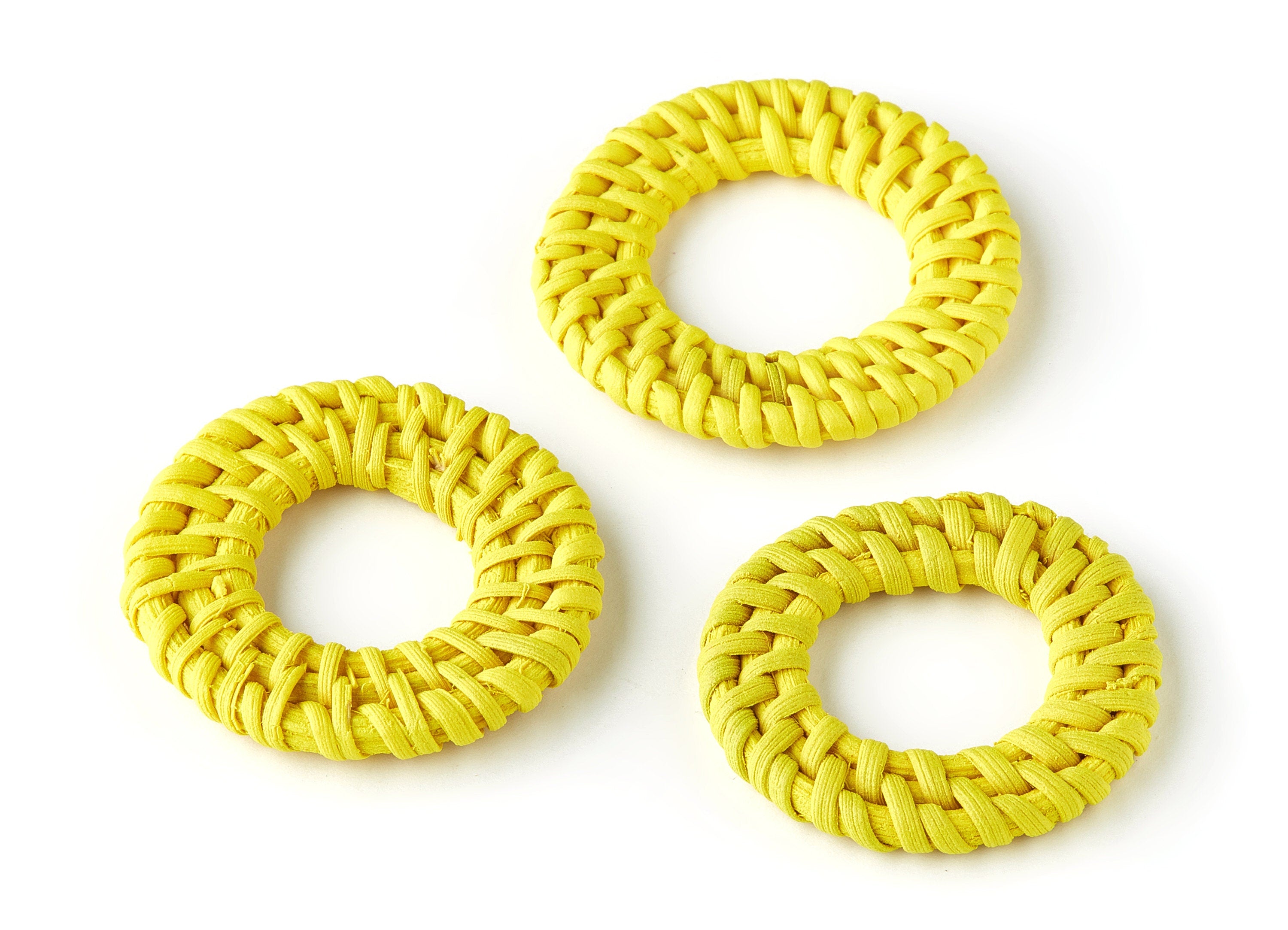 Handwoven Rattan Circle Charms - Circle Rattan Earrings and Pendant - Wooden Straw Earrings - Jewelry Handmade - 43.35x43.35x5.5mm - RT1254B - DOMEDBAZAAR