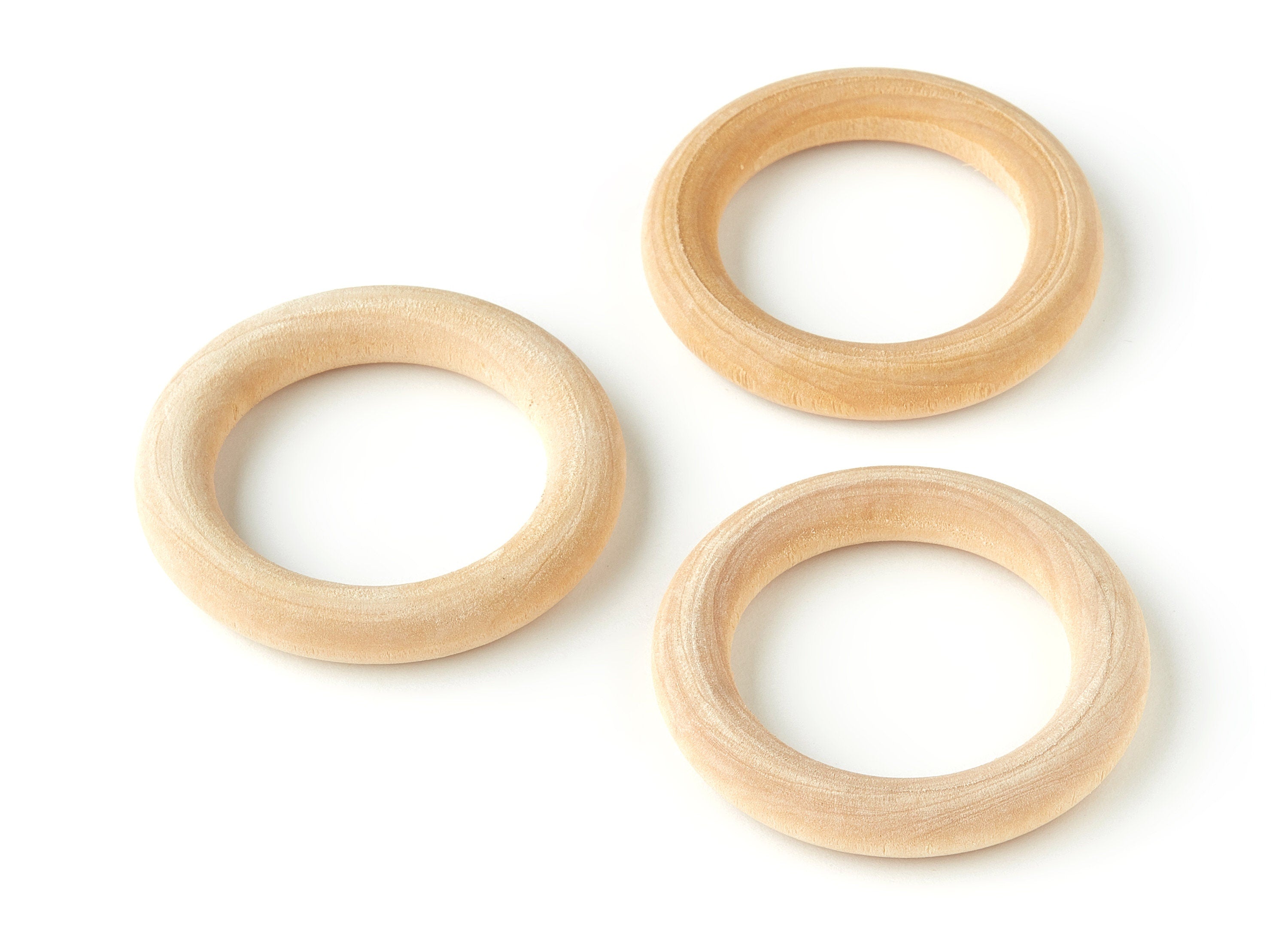 Round Unfinished Natural Wood - Ring Circle Wood Ring -  Natural Wood Findings - 45.6x45.6x7.04mm - BB1065 - DOMEDBAZAAR