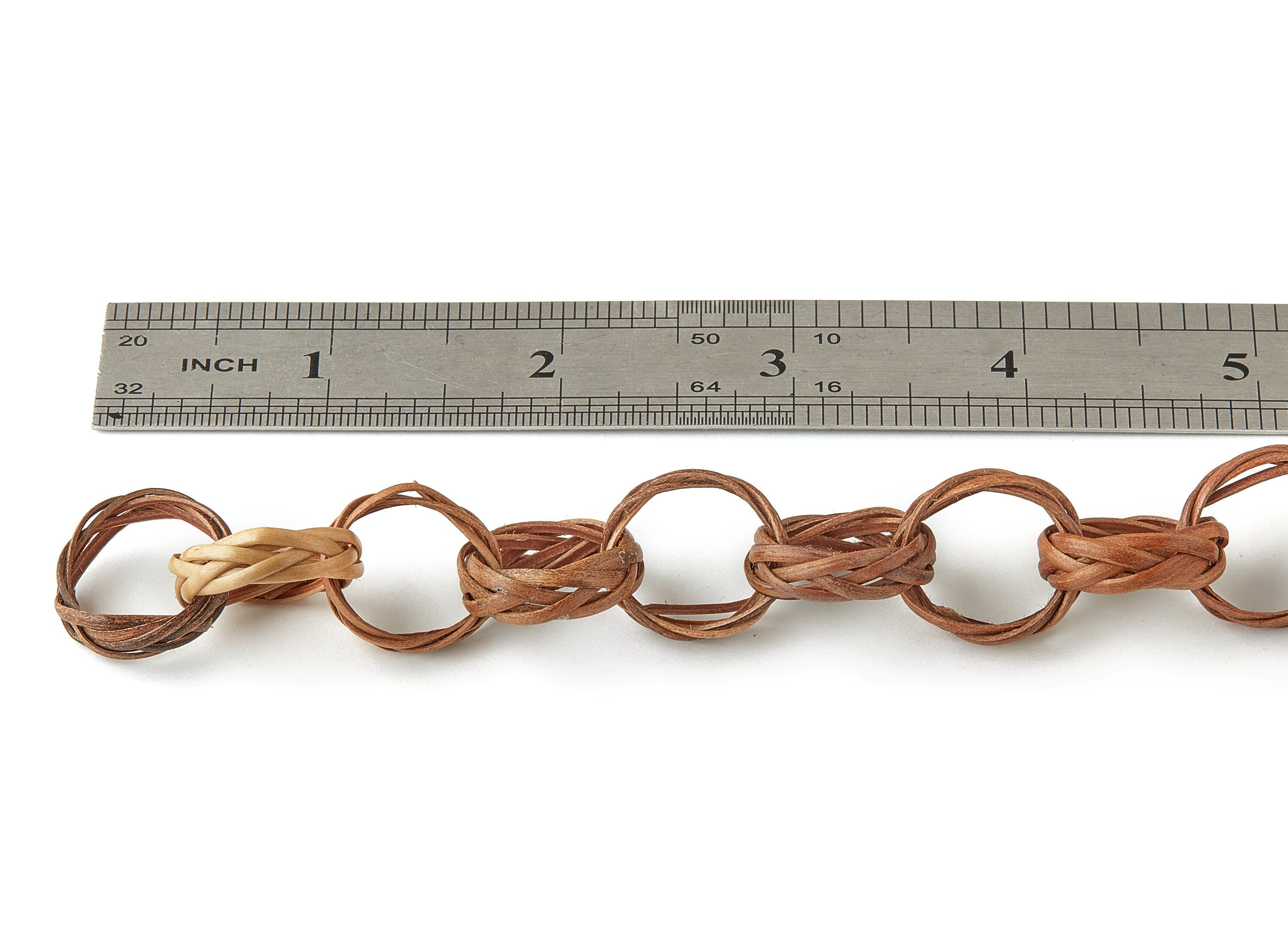 Rattan Rolo Chain - Woven Chain - Handwoven Rattan Chain - Round Rolo Chain - Jewelry Handmade - 0.75&quot; x 0.75&quot; x 0.22&quot; - RT1227 - DOMEDBAZAAR