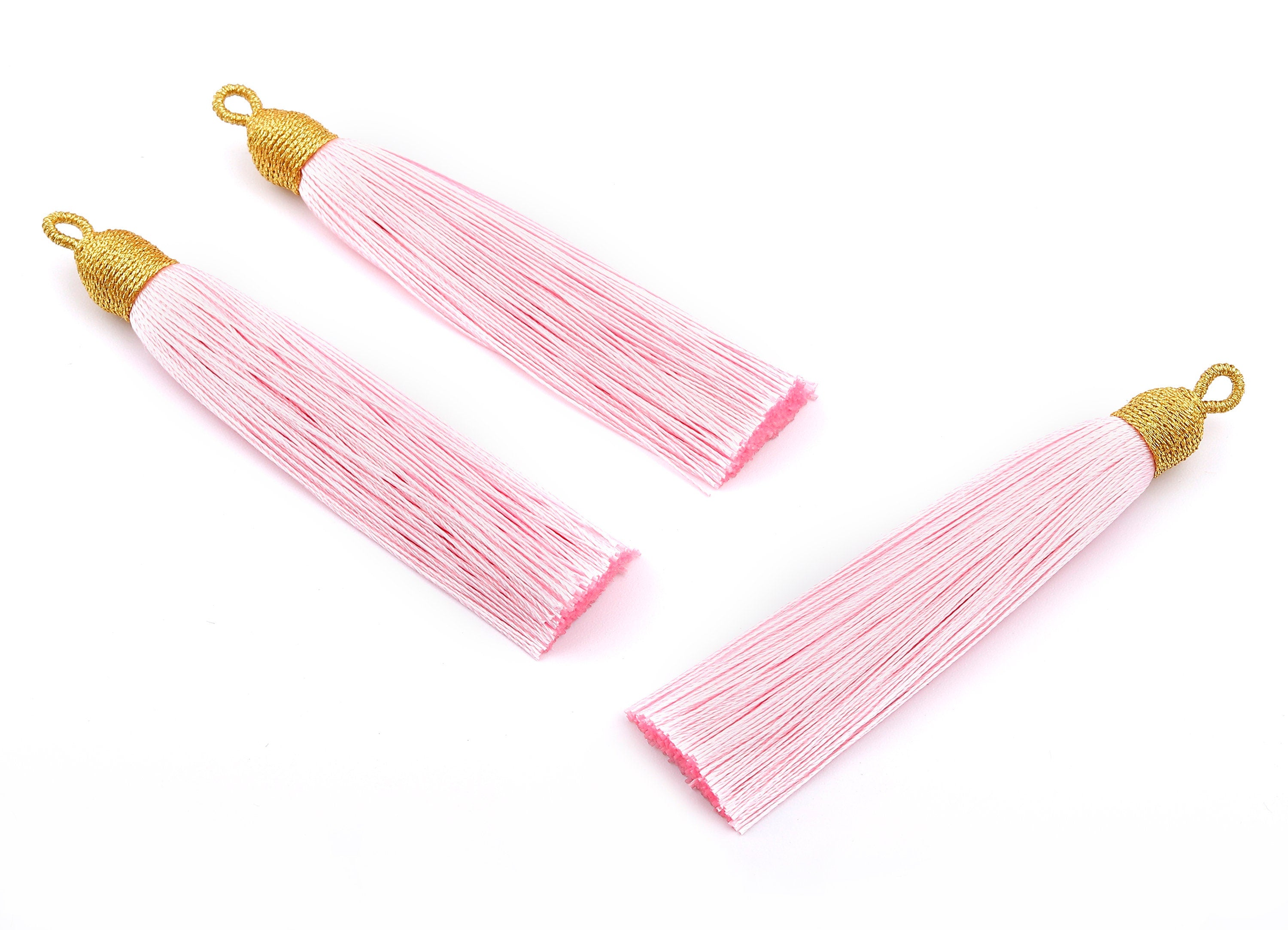 Silky Tassels with Loop Charms - Silky Tassels Earrings and Pendant - Boho Earrings - Earring Accessories - 84.37x9.59mm - TS1001 - DOMEDBAZAAR